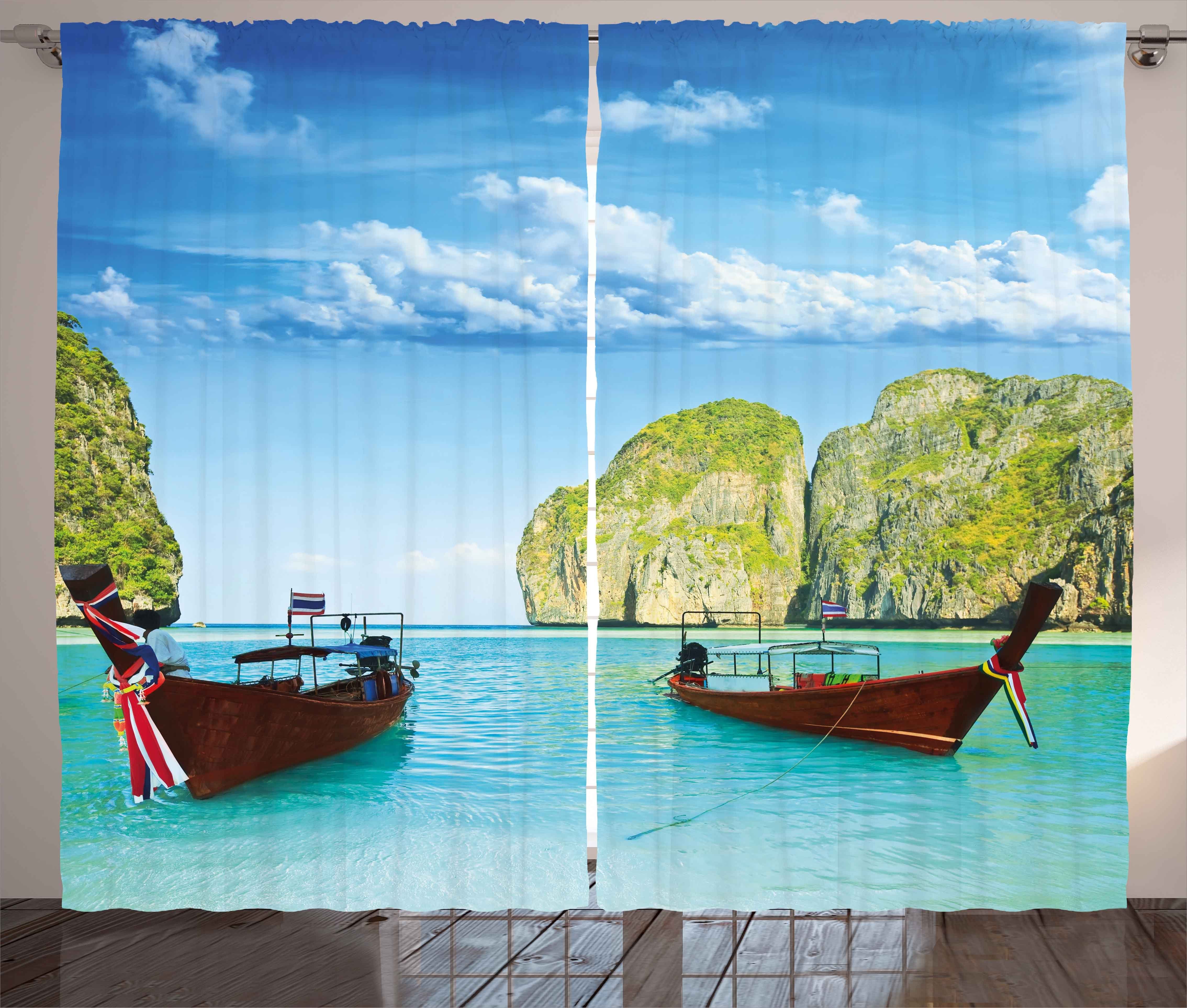 Thailand Vorhang Abakuhaus, und Haken, Schlaufen mit Gardine Boot Kräuselband Nautisch Bay Schlafzimmer Maya