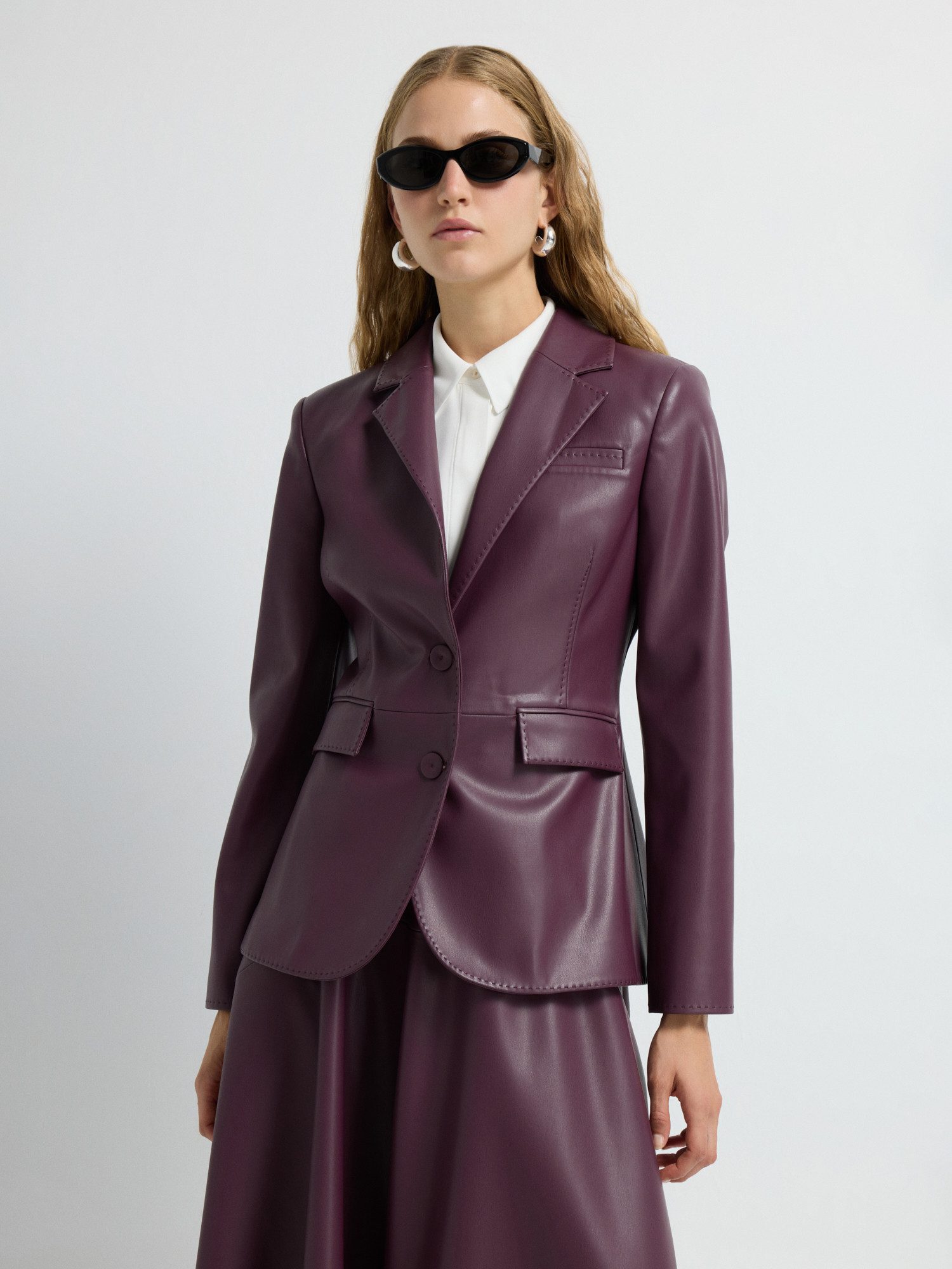 adL Lederimitat-Blazer Kunstlederjacke