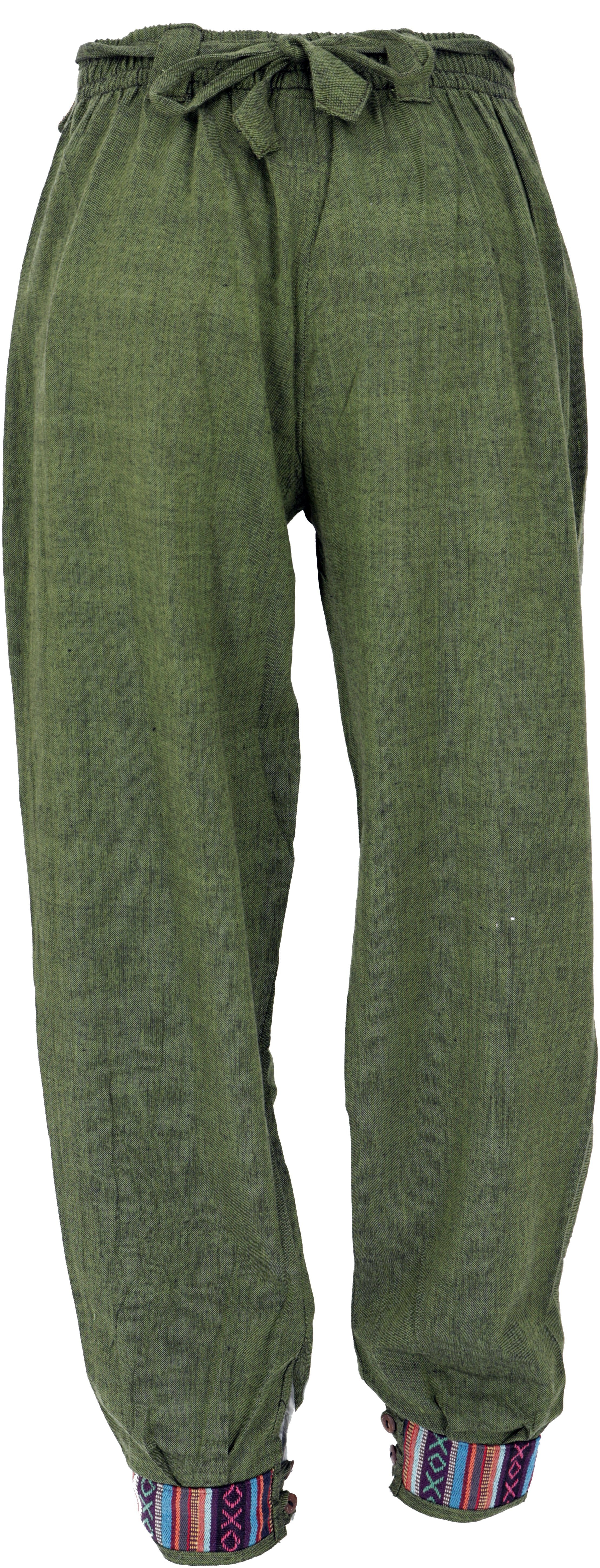 und.. olivgrün Relaxhose Style, Bekleidung Bund Guru-Shop Pluderhose mit breitem Muckhose, alternative Ethno