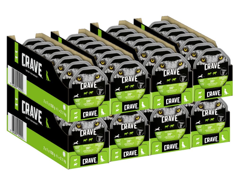 CRAVE CRAVE™ Hund Schale Pastete mit Lamm und Rind 4 x 14 x 150g, Nassfutter für: Hunde