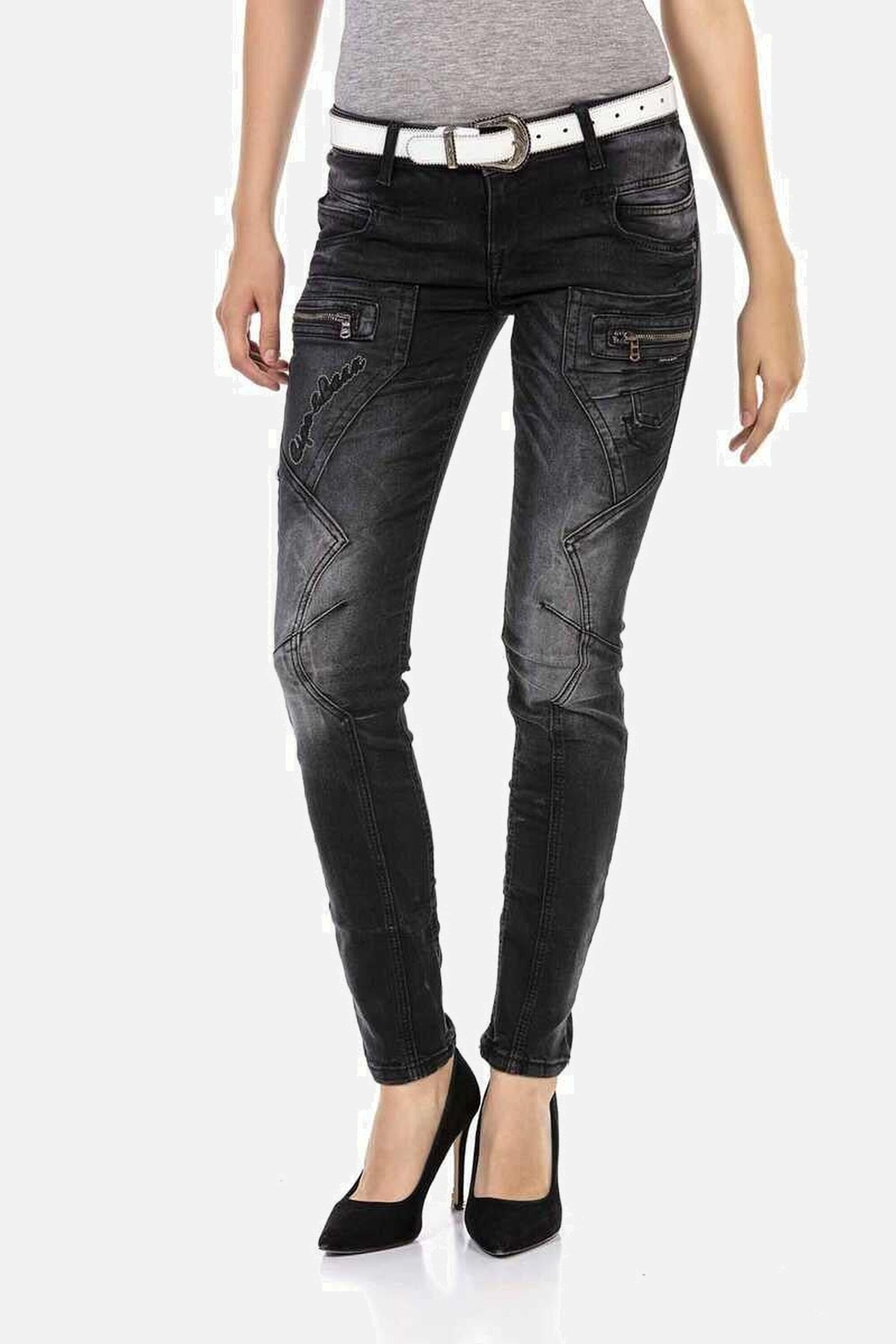 Cipo & Baxx Slim-fit-Jeans Jeans mit Verschiedenen Ziernähte, WD437