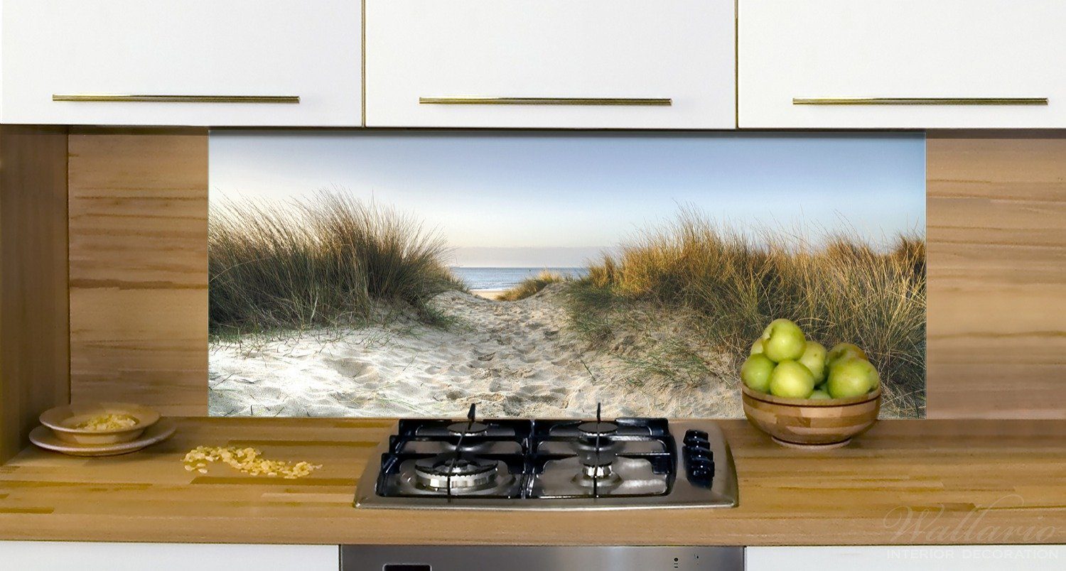 Wallario Küchenrückwand durch Strand Dünen am zum die Meer, Weg (1-tlg)