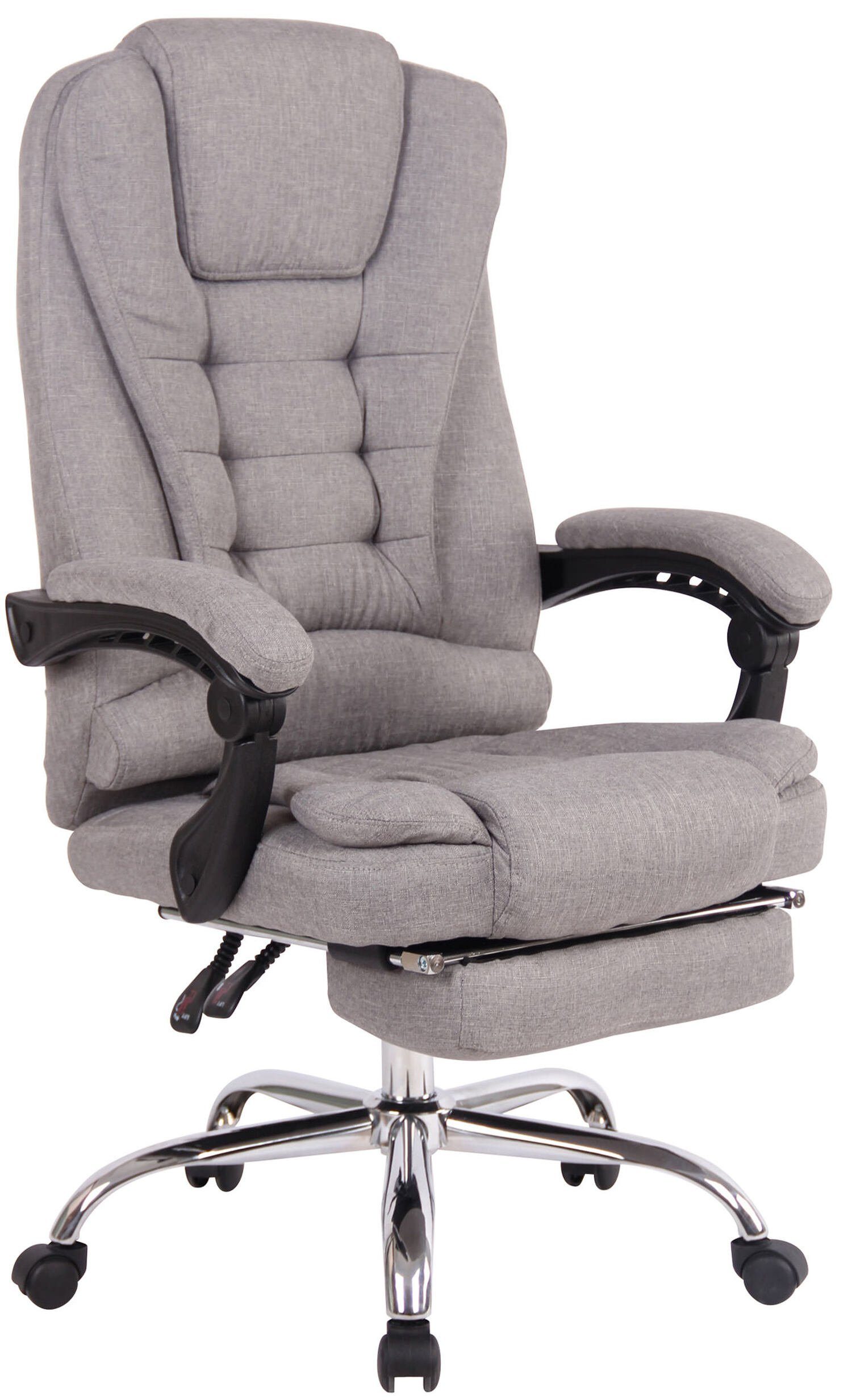 TPFLiving Bürostuhl Onix mit bequemer Gestell: chrom - Rückenlehne (Schreibtischstuhl, Stoff höhenverstellbar - und Chefsessel, grau 360° XXL), Bürostuhl Drehstuhl, drehbar Sitz: Metall