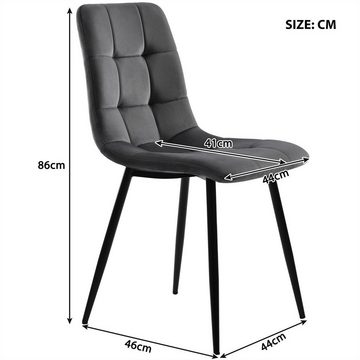 XDeer Esszimmerstuhl 4er Set Esszimmerstühle,Polsterstuhl Küchenstuhl mit Rückenlehne, Sitzfläche aus Samt Gestell aus Metall,Leicht zu montieren