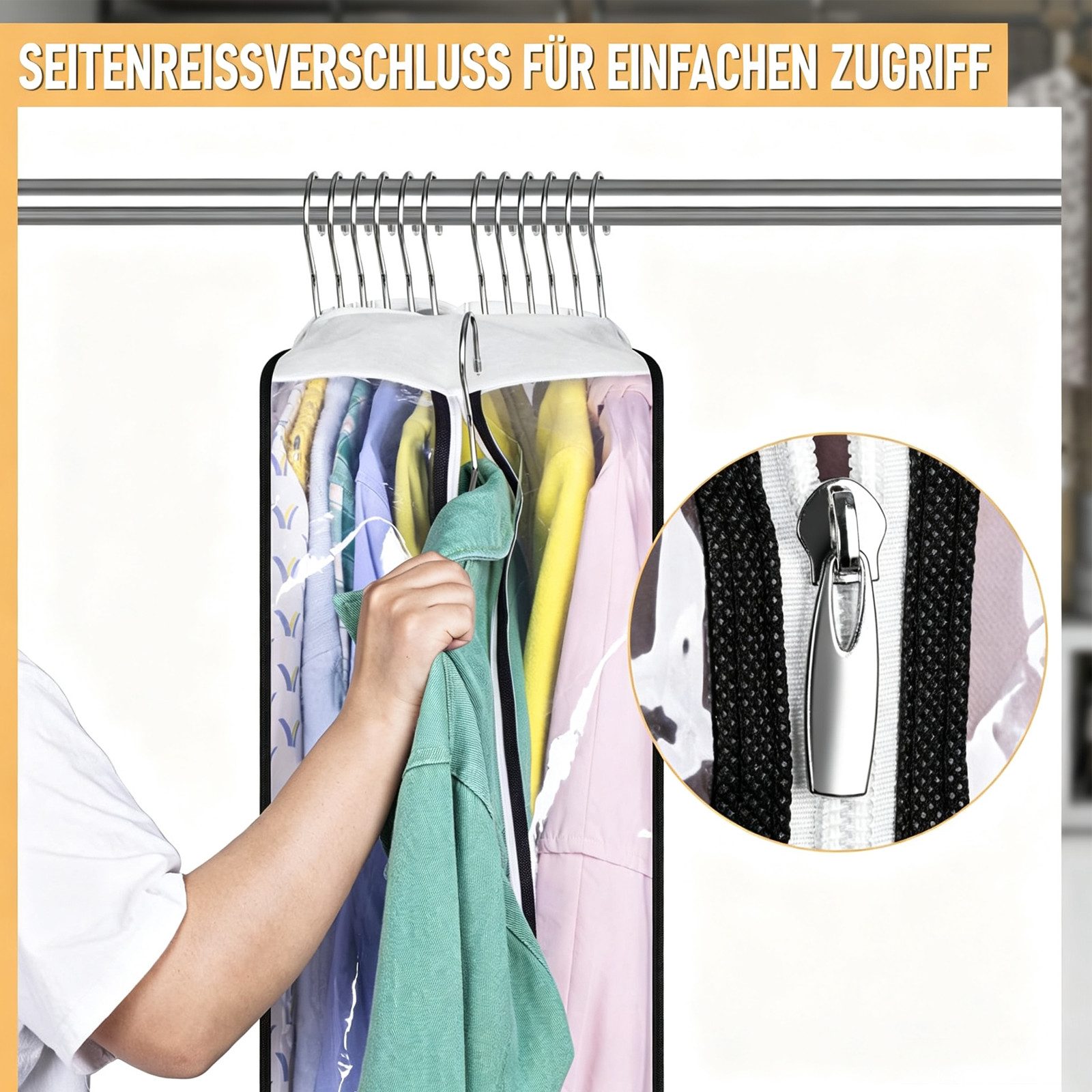 BOOD Kleidersack 3 Stück Kleidersack Kleidersäcke 100*60*25cm mit Reißverschluss (Packung, 3 St., 3 x Kleiderschutzhülle (100 x 60 x 25 cm) Staubdicht und feuch – Bild 5 von 5