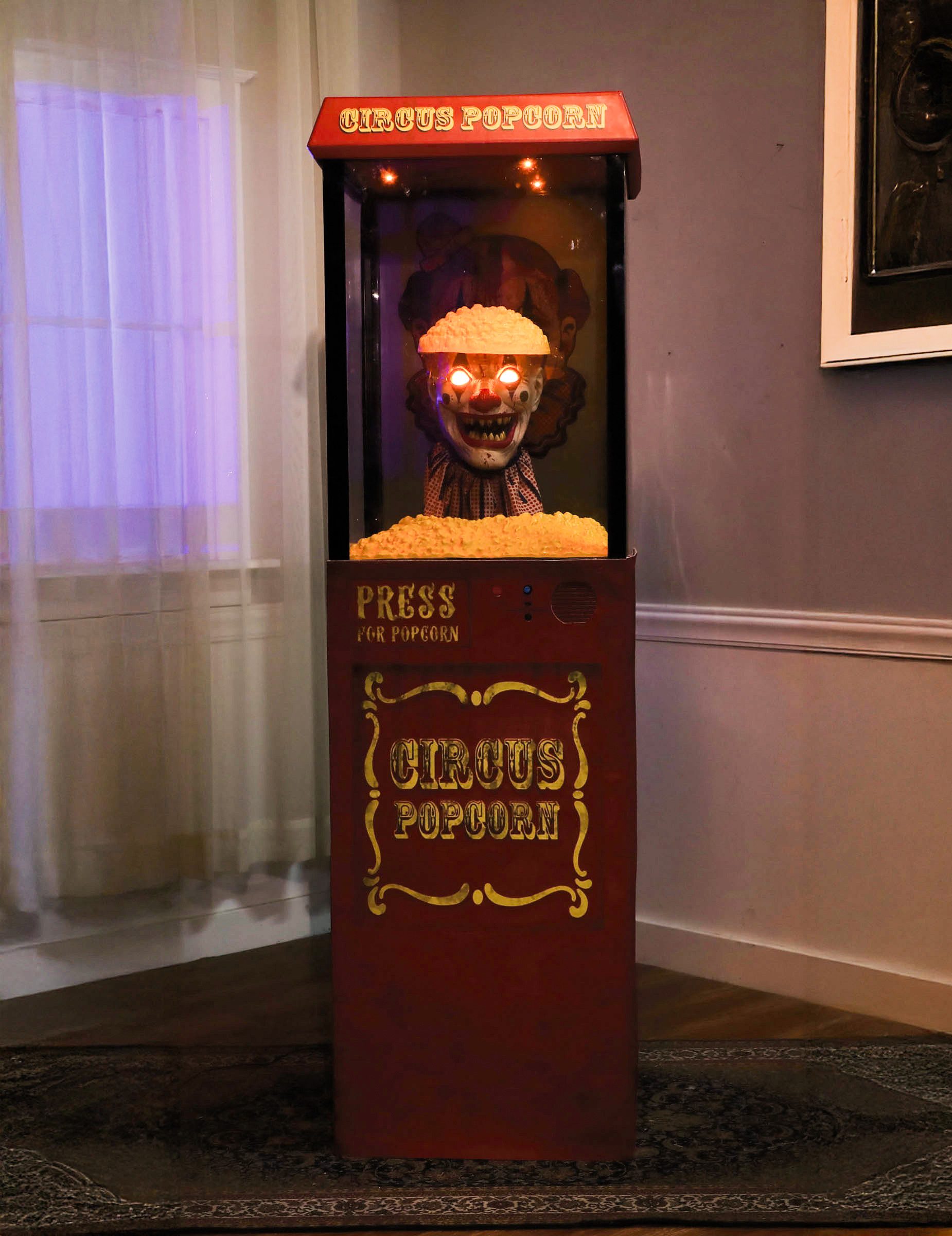 Palmer Kostüm Animatronic Popcorn Spender mit Horrorclown effekt, 1,75m