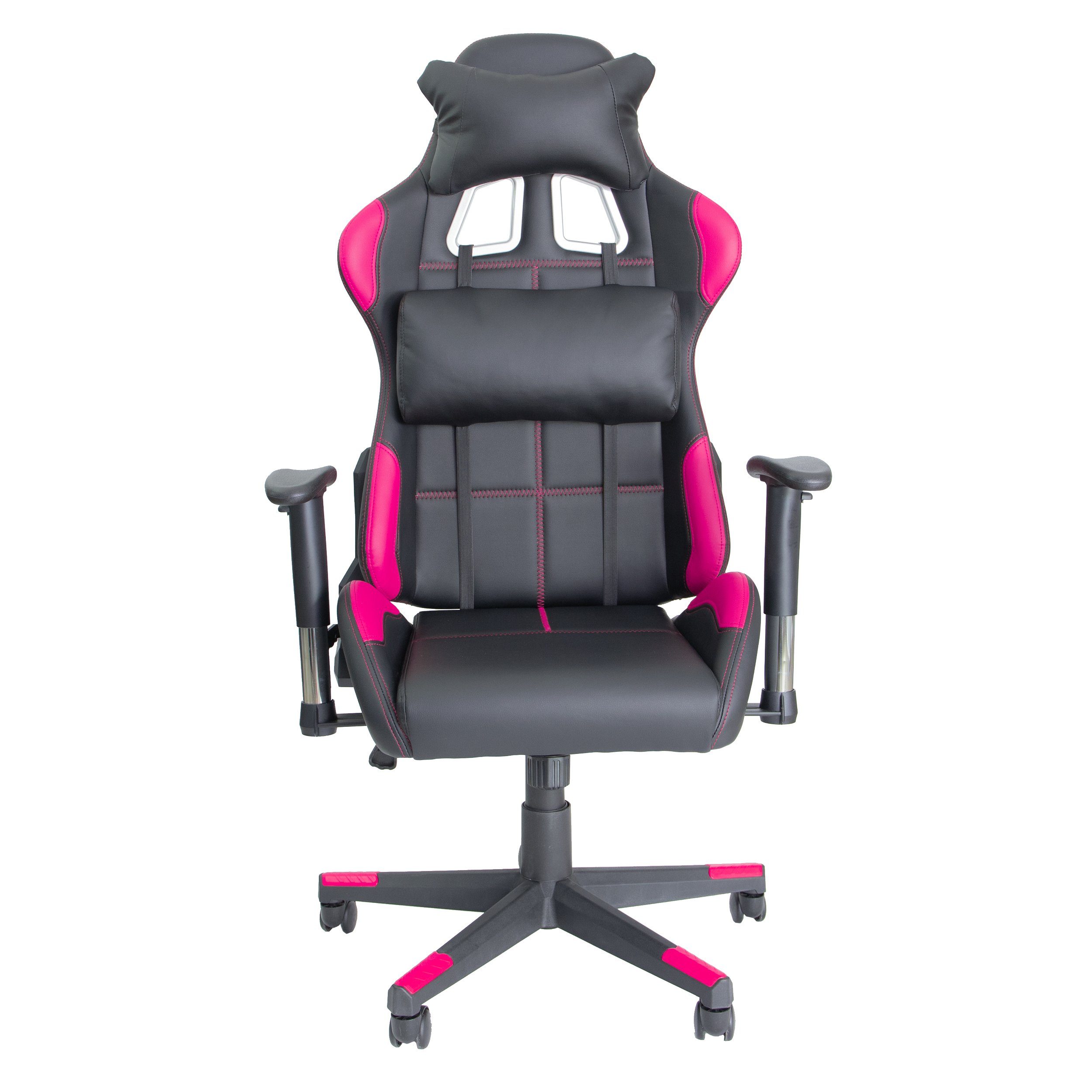 Zockerstuhl, Lendenkissen Racing Fire Belastbarkeit TPFLiving mit - 150 kg bis Bürostuhl Drehstuhl XL Gaming-Stuhl (aus Pink hochwertigem Kunstleder), Stuhl