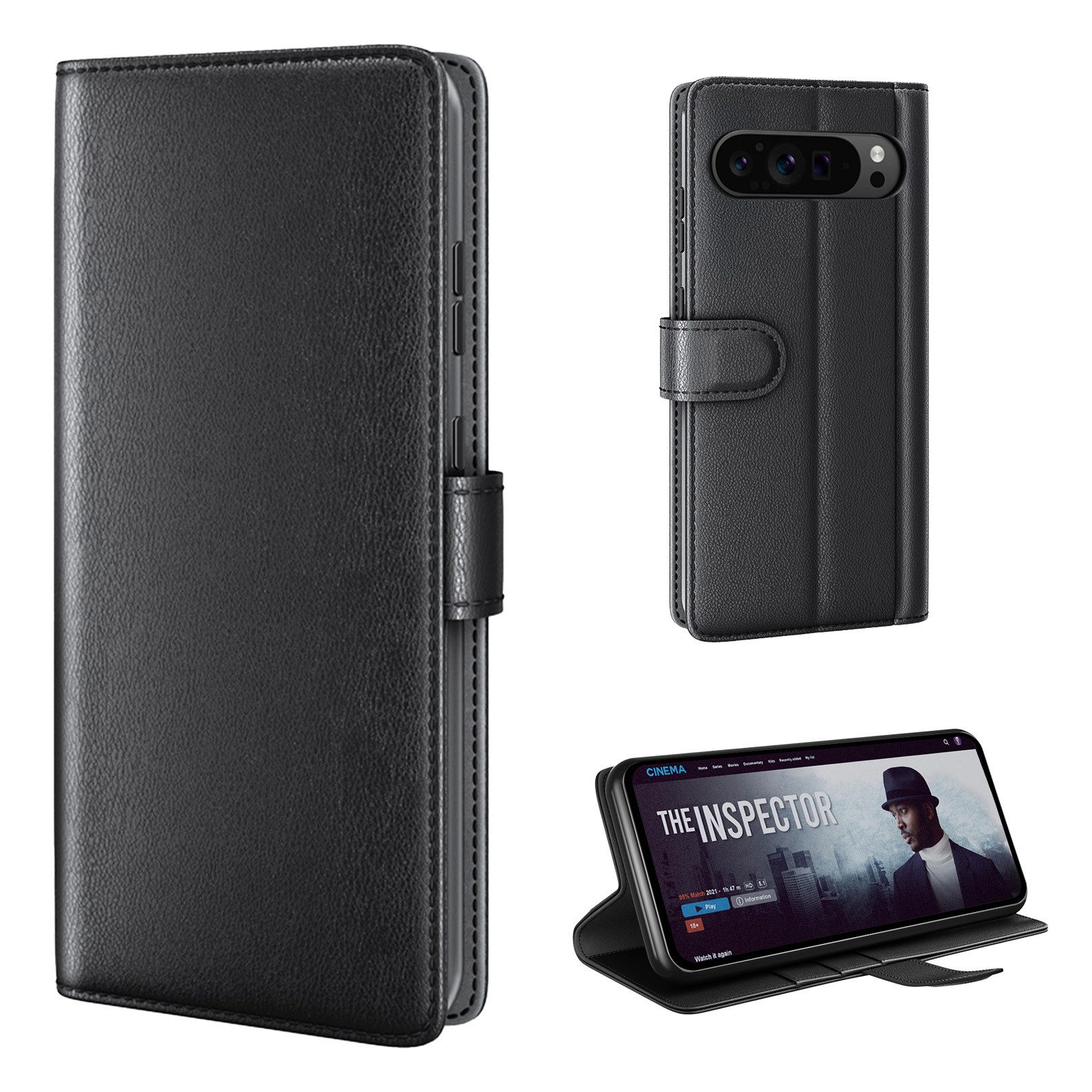 Tec-Expert Handyhülle Echtleder Hülle für Google Pixel 9 Pro XL 6.8 Zoll, 6.8", Cover Klapphülle Case mit Kartenfächern und Geldfach aufstellbar