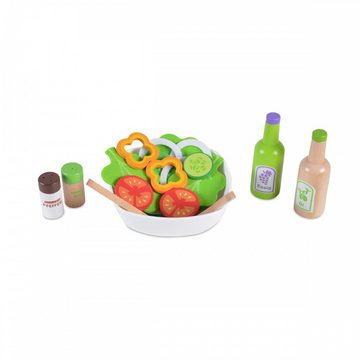 Moni Spiellebensmittel Spielzeug Salat-Set 4303, aus Holz Schüssel Salat Gemüse Salatbesteck Essig