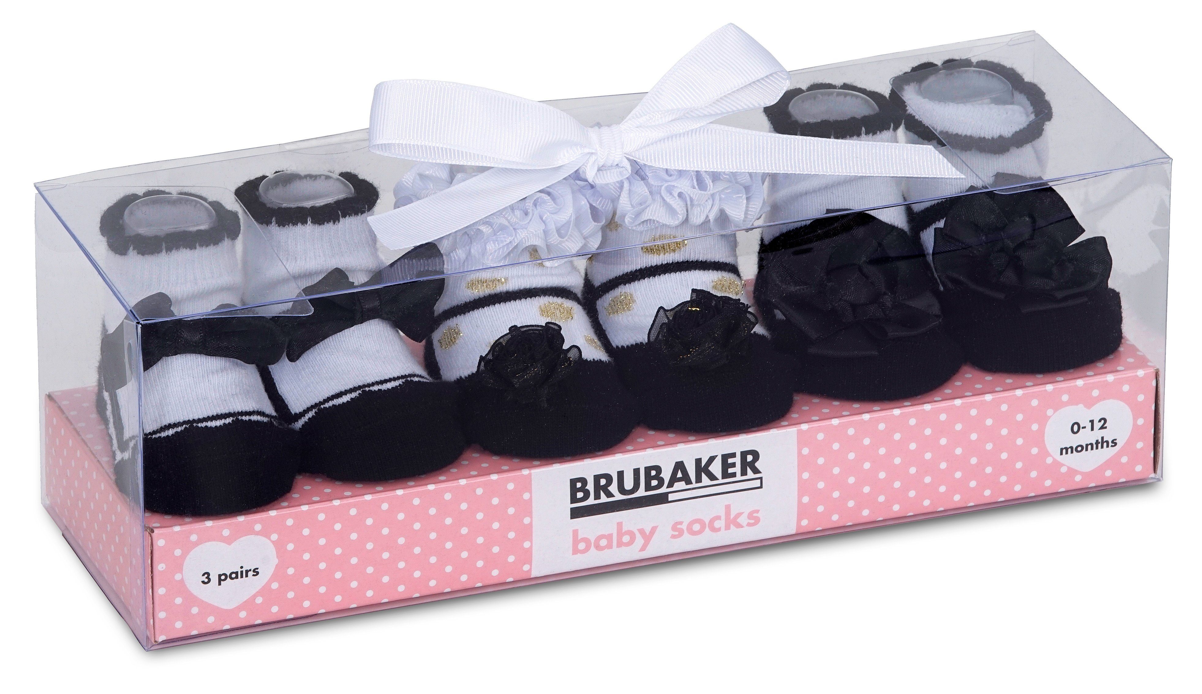 BRUBAKER Socken »Babysocken für Mädchen 0-12 Monate« (3-Paar,  Baumwollsocken mit festlicher Farbgebung) Baby Geschenkset für Neugeborene  in Geschenkverpackung mit Schleife online kaufen | OTTO