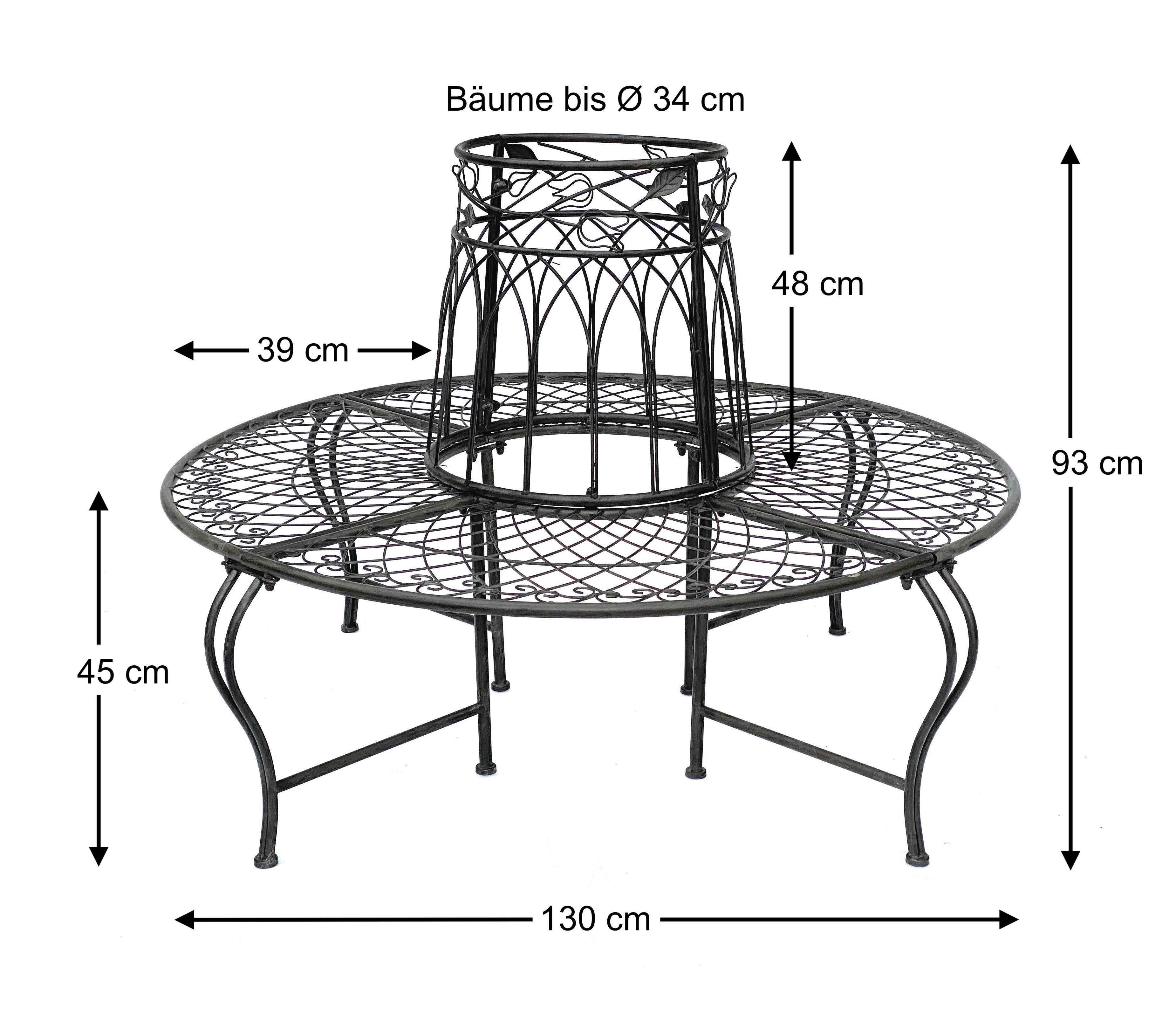 DanDiBo Rundbank Metall Wetterfest Braun Ø 130 cm Baumbank 96003 Gartenbank günstig online kaufen
