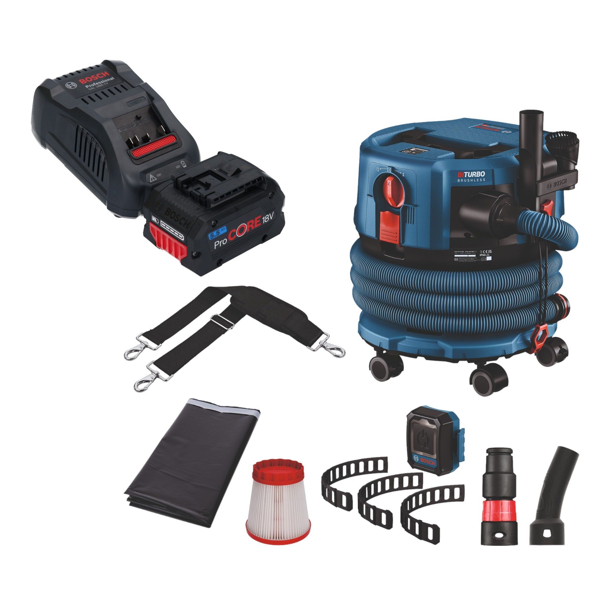 Bosch Professional Пылесборник GAS 18V-12 MC BITURBO Brushless + 1x ProCore Akku 5,5 Ah + Lader