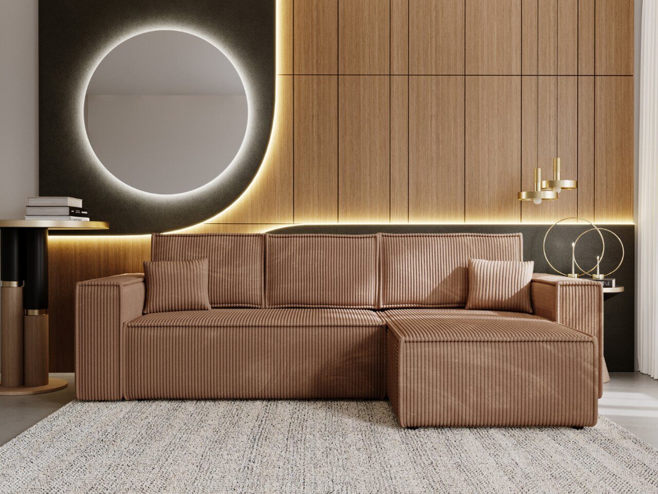 GrainGold Ecksofa L-Form Prato XL, Set, Schlaffunktion, Freistehendes, Bettkasten, DL-Mechanismus