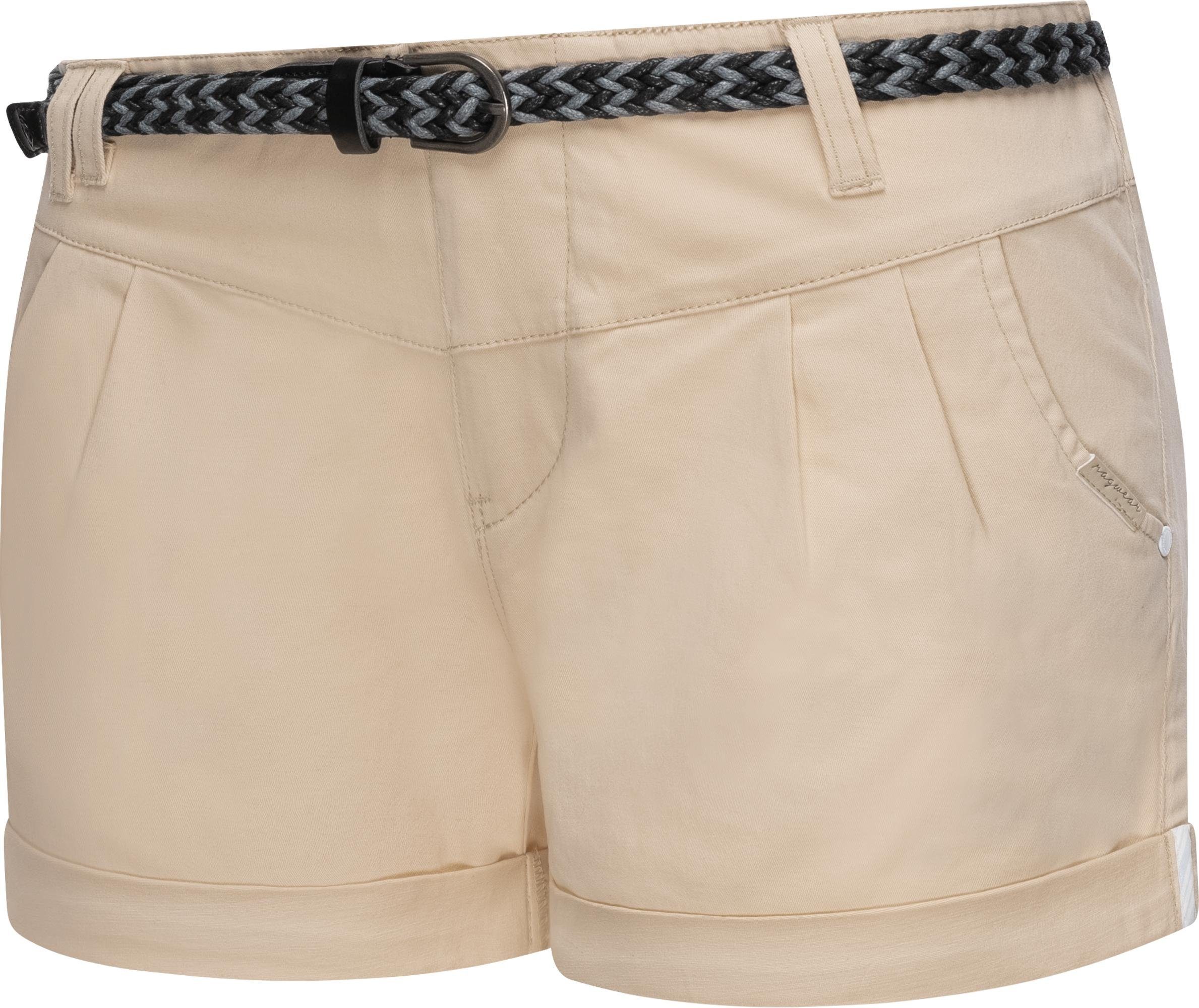 Ragwear Shorts Heaven B (2-tlg) leichte Hotpants mit hochwertigem Flechtgürtel hellbeige