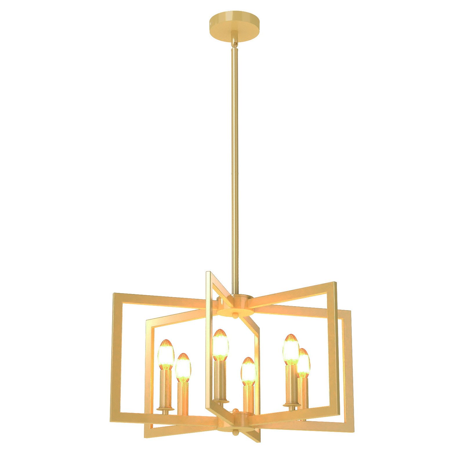 COSTWAY Pendelleuchte, 6-Flammen mit 67-15 cm verstellbarer Höhe Gold