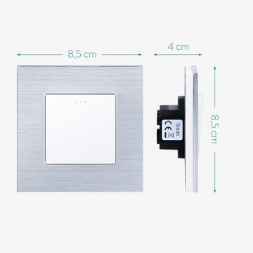 Navaris Lichtschalter, Design Schalter aus Aluminium - Schalter mit Rahmen aus Aluminium - Einbauschalter - Aufputz Wandschalter