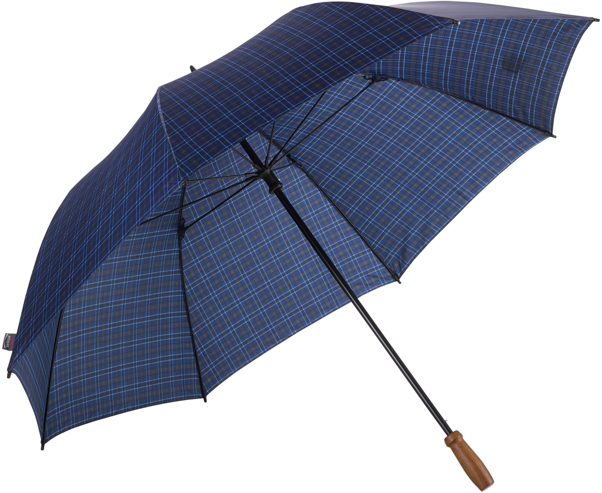 EuroSCHIRM® Partnerschirm birdiepal® classic, karodesign, Regenschirm für Zwei, mit Echtholzgriff aus Nussbaum