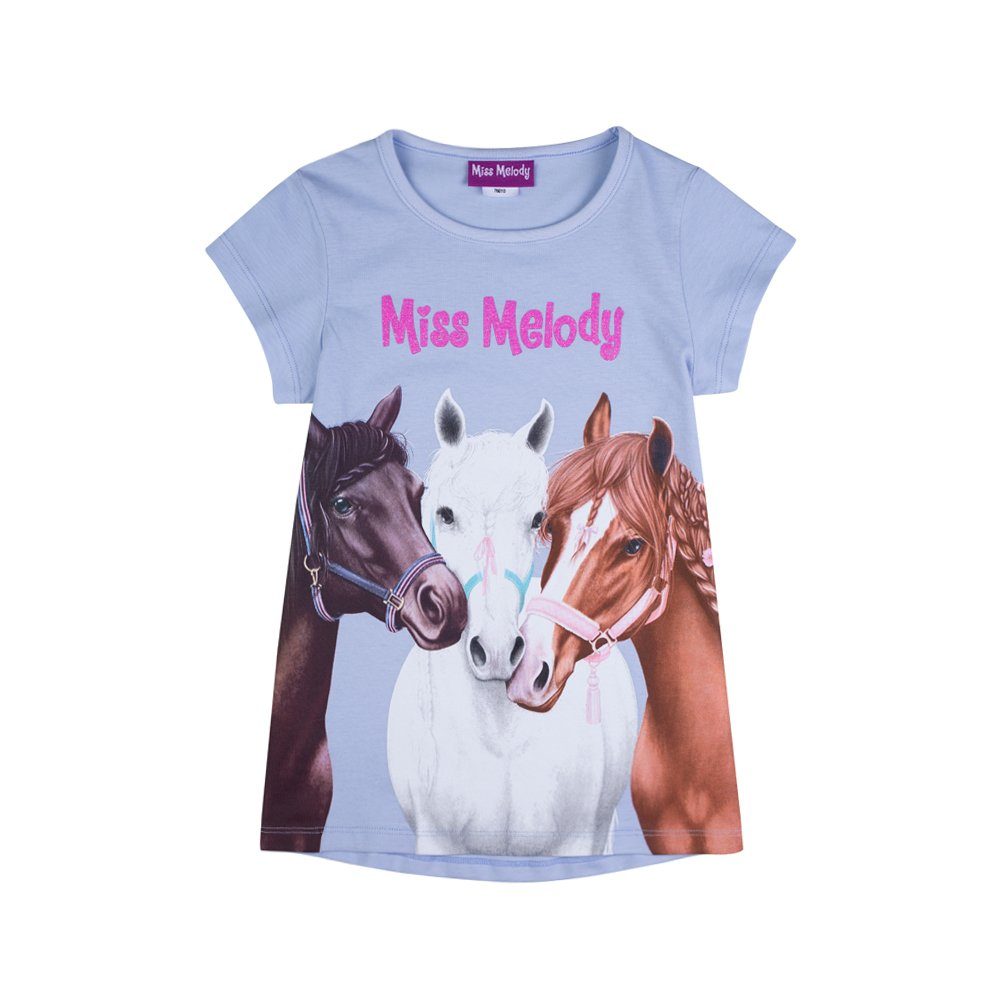Melody Miss (1-tlg) T-Shirt T-Shirt Pferdetrio Miss Melody Pferde hellblau