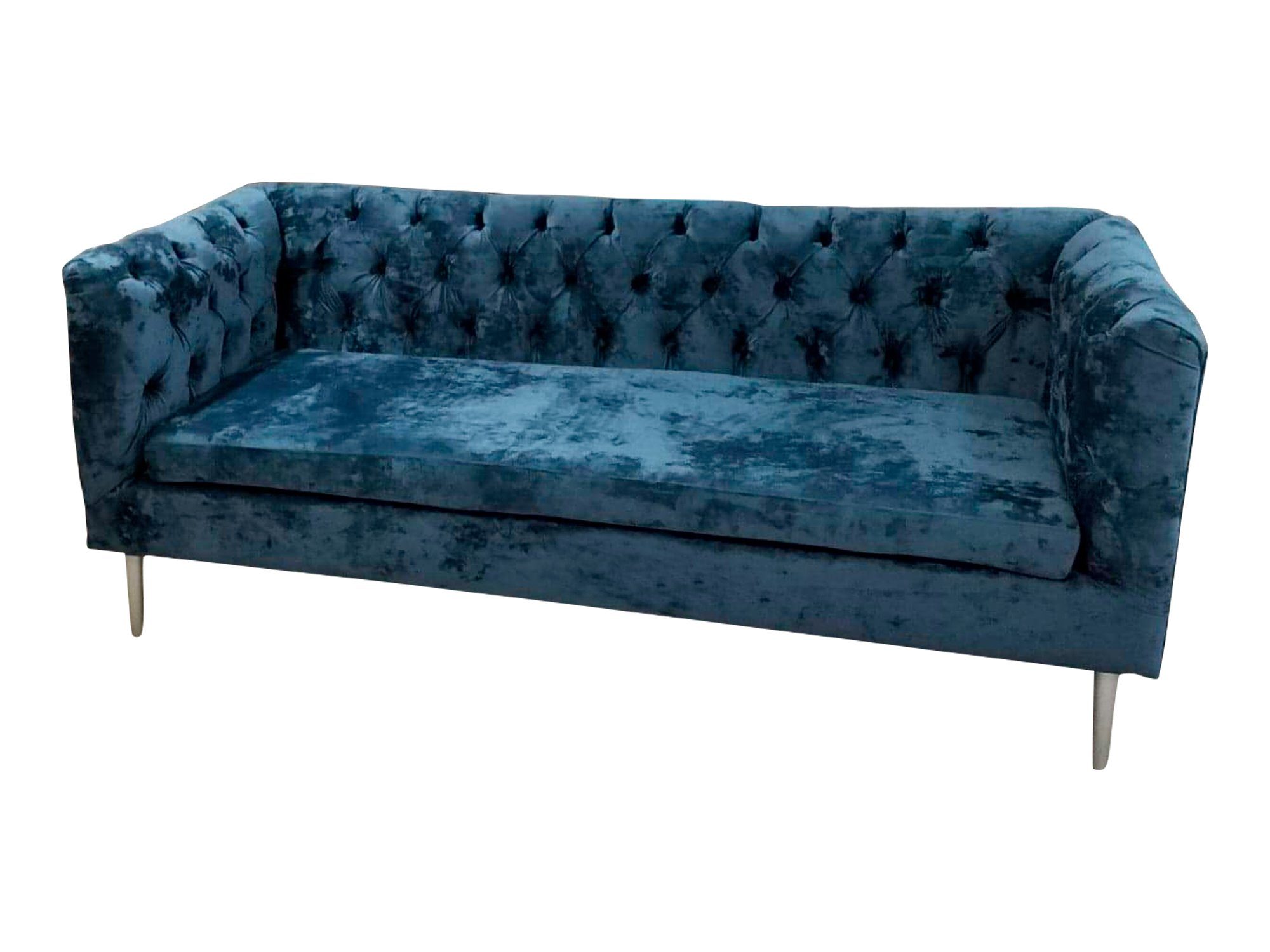 JVmoebel Chesterfield-Sofa Modernes großes blaues Chesterfield-Sofa aus blauem Stoff
