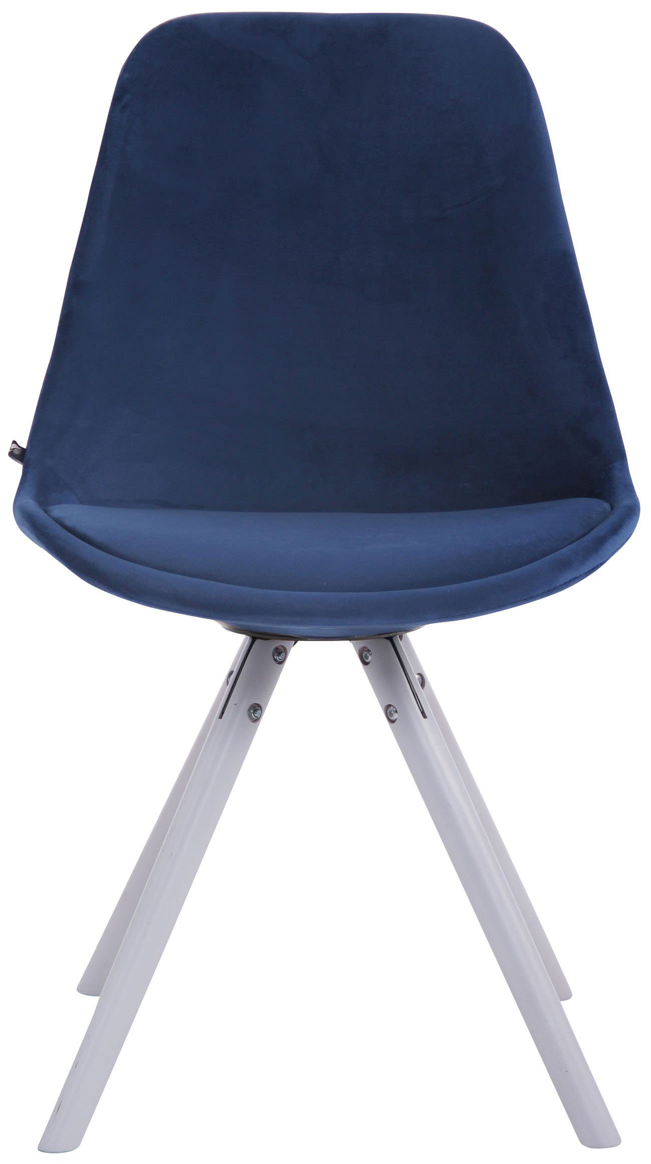 TPFLiving Besucherstuhl Toulon mit hochwertig blau Samt weiß (Küchenstuhl Sitzfläche - Wohnzimmerstuhl), - Esszimmerstuhl gepolsterter Konferenzstuhl rund - - Buchenholz Sitzfläche: Gestell