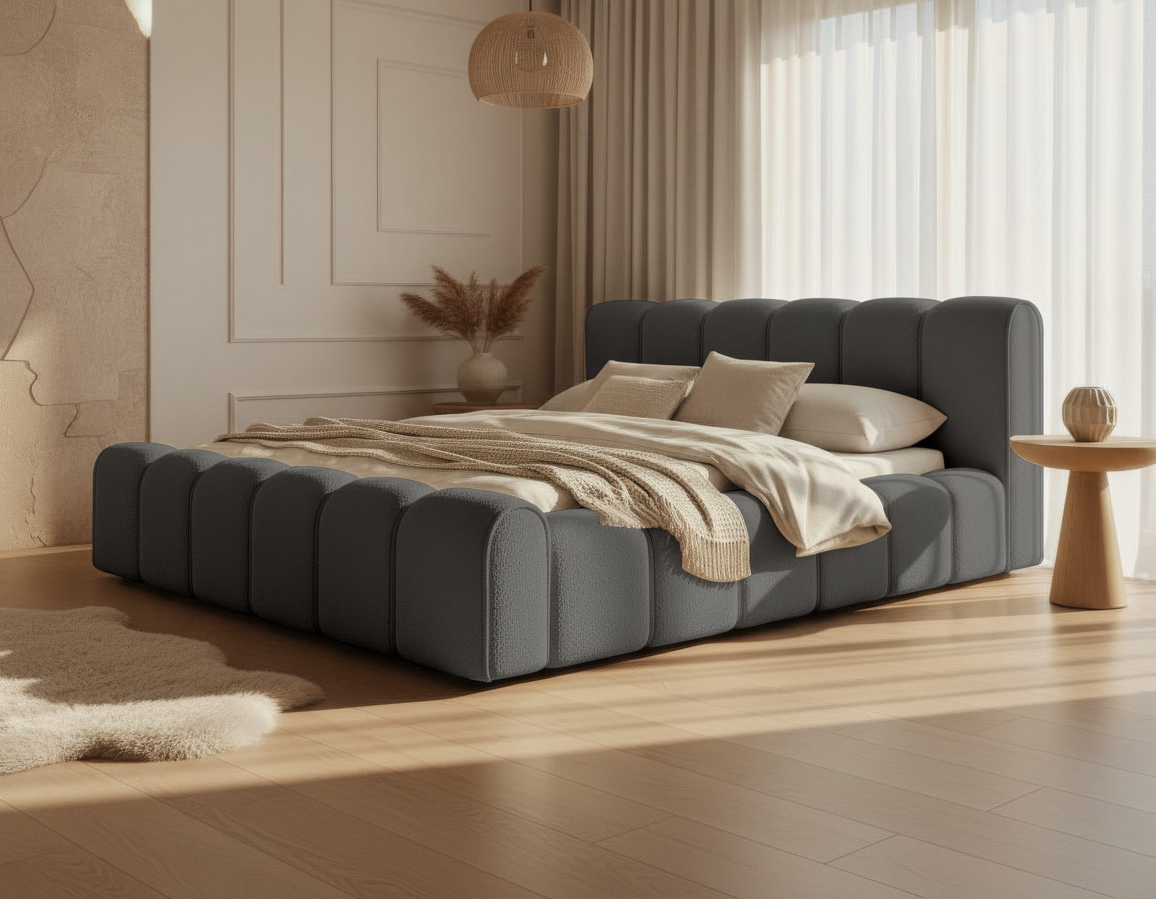 thematys Polsterbett mit Bettkasten, CLOUD 140x200 160x200 180x200 200x200cm (Kopfteil im Oversize-Look und Stauraum – weich, modern und pflegeleicht), Inklusive Lattenrost), hochwertiger Bezug