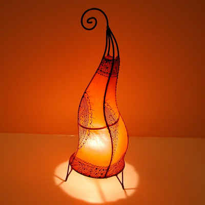 Casa Moro Stehlampe Orientalische Hennalampe marokkanische Lederlampe Hissan H60 cm, ohne Leuchtmittel, Handbemalte handgefertigte Hennaleuchte, Weihnachtsdeko, L1779