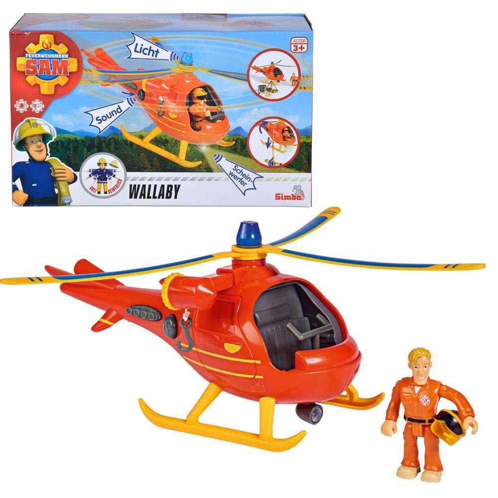 Helikopter Feuerwehr Hubschrauber mit Feuerwehrmann Sam Kinder Spielzeug Sound N 