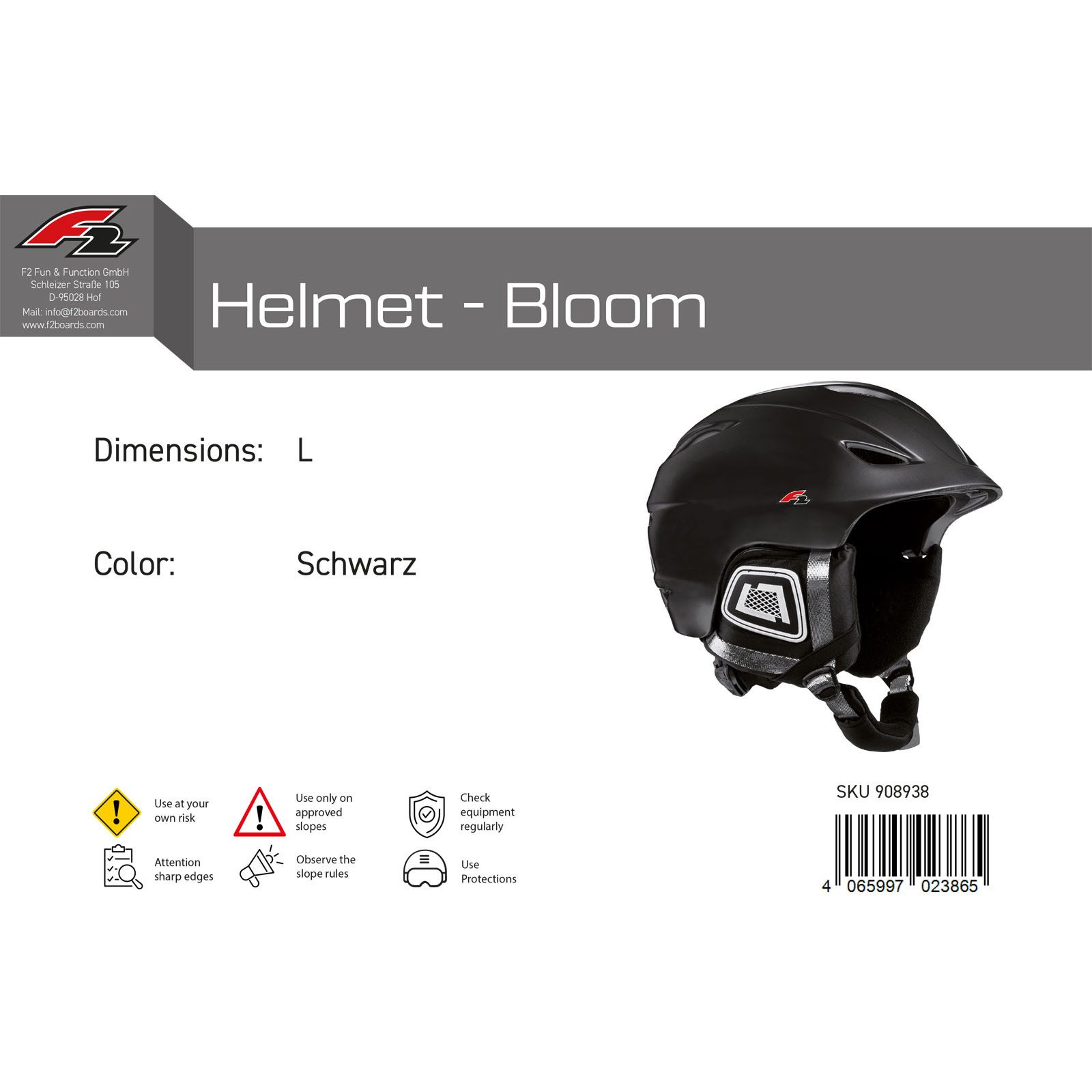 F2 Snowboardhelm F2 Damen Snowboard Helm Helmet - Bloom L Schwarz 2024/25
