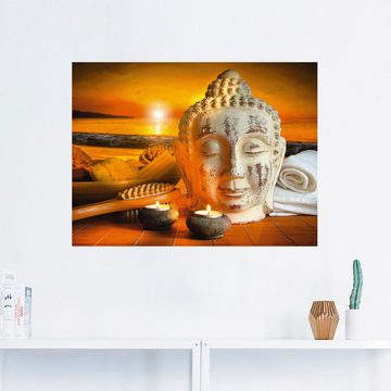 Artland Wandbild Bad-Zubehör mit Buddha-Statue, Religion (1 St), als Alubild, Outdoorbild, Leinwandbild, Wandaufkleber, versch. Größen