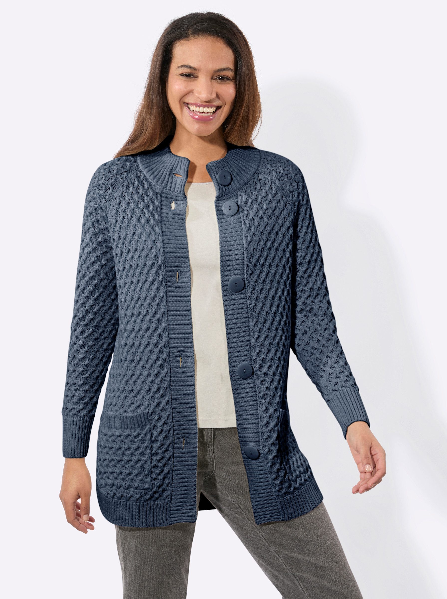Strickjacke Long-Strickjacke Langarm