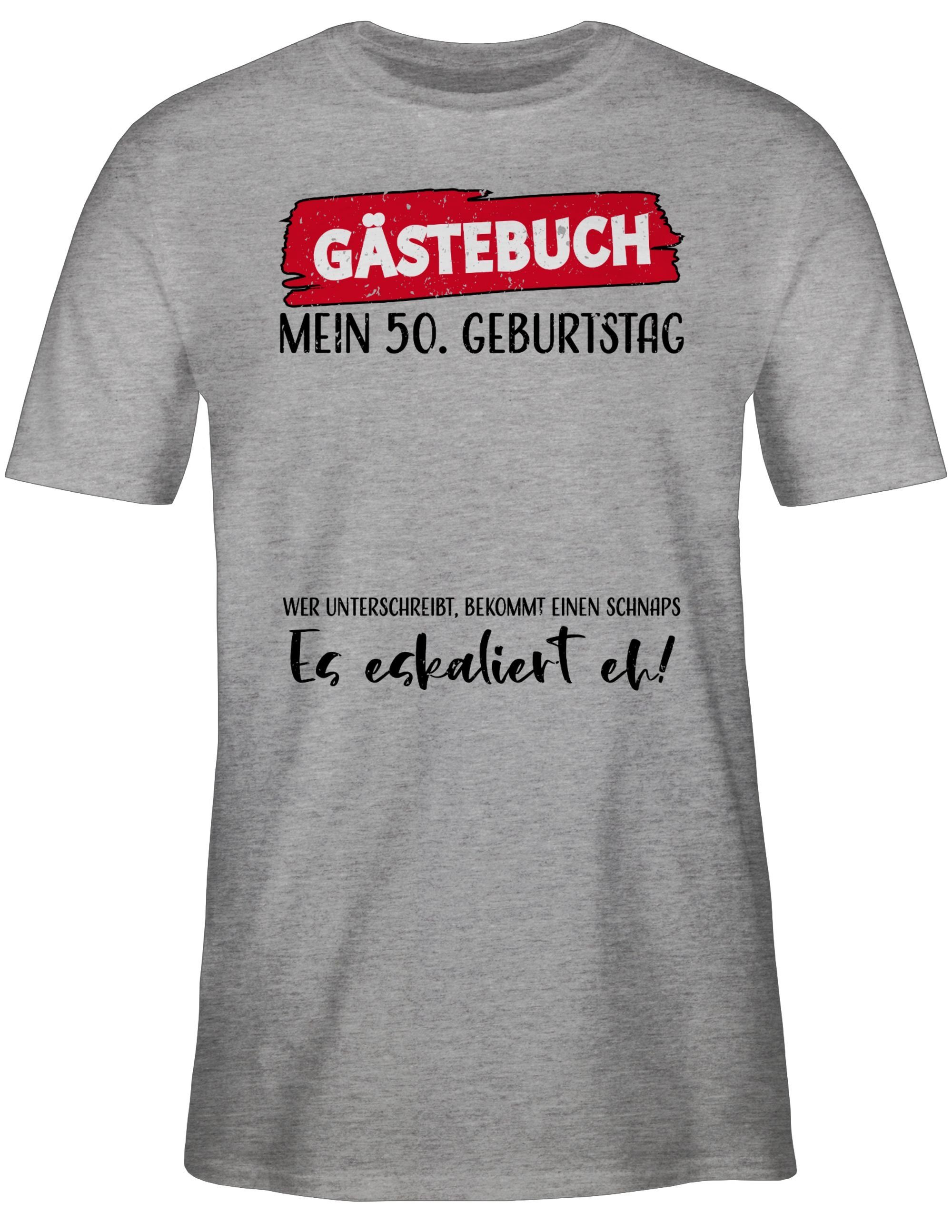 Shirtracer T-Shirt Gästebuch 50. Geburtstag Grau 50. Geburtstag meliert 01
