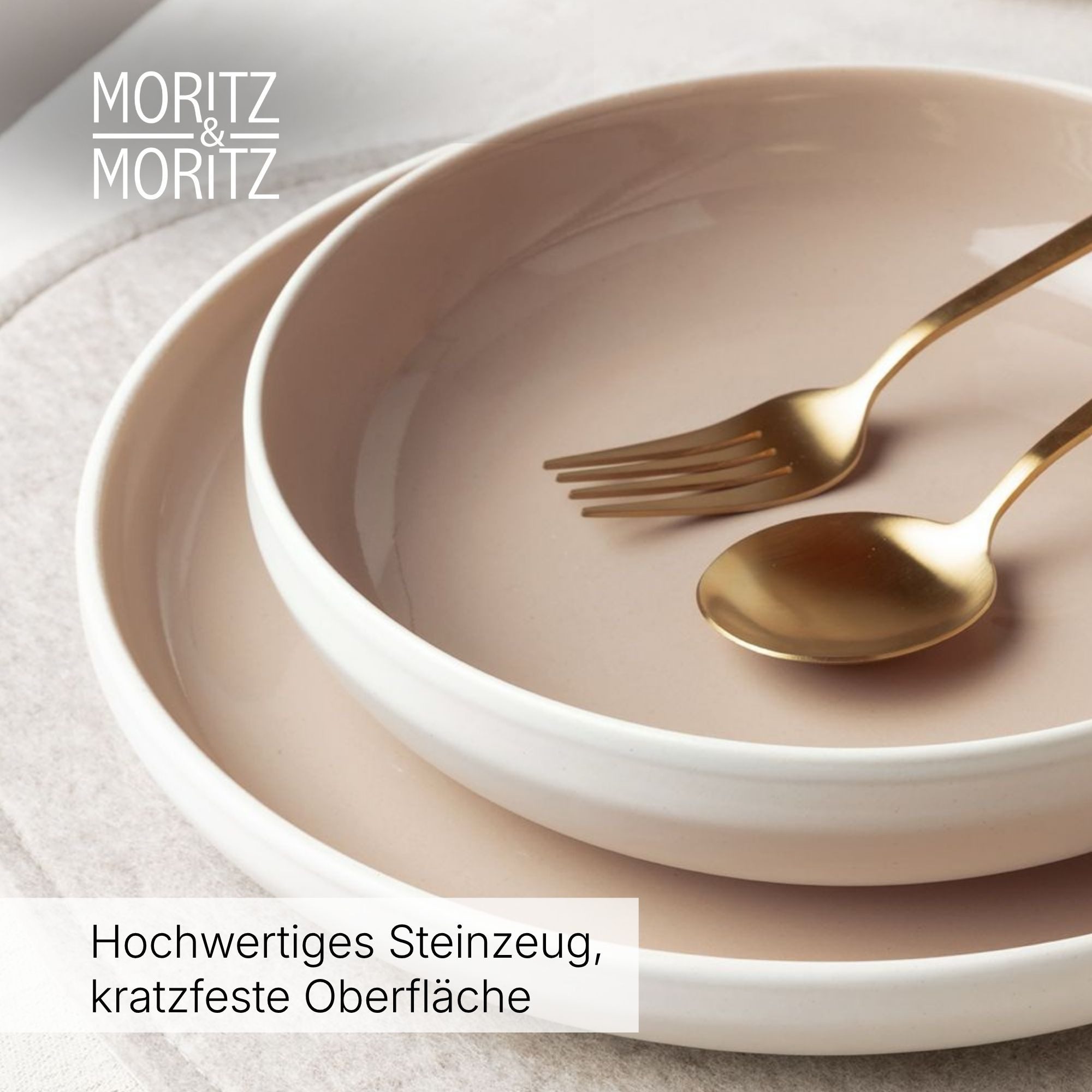 Moritz & Moritz Geschirr-Set CAVO Geschirrset Almond (36-tlg), 12 Personen, Steinzeug, für 12 Personen aus Steinzeug – Bild 4 von 5