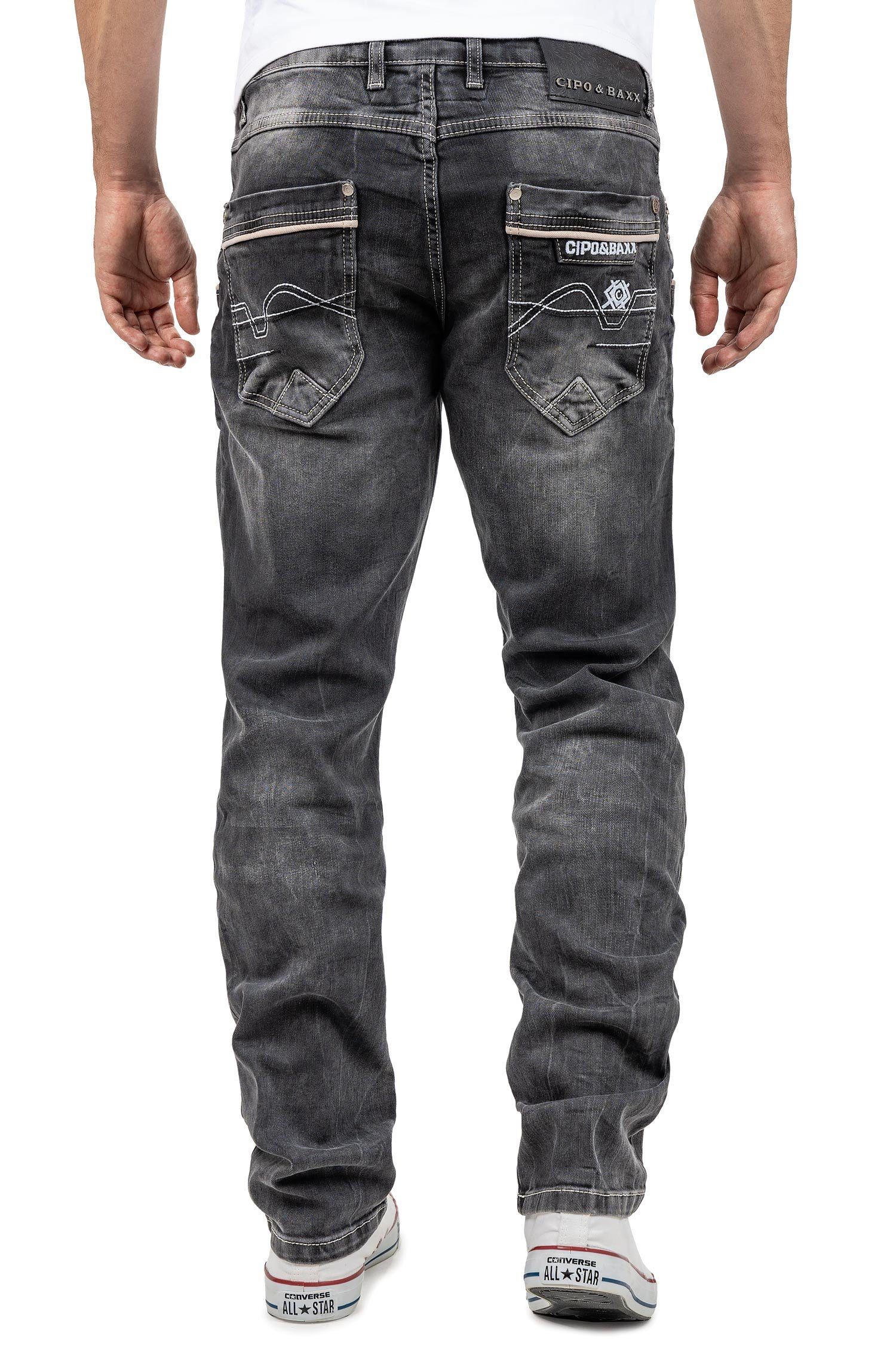 Cipo & Baxx Regular-fit-Jeans Casual Hose BA-CD719 (1-tlg) mit Lässiger Sto günstig online kaufen