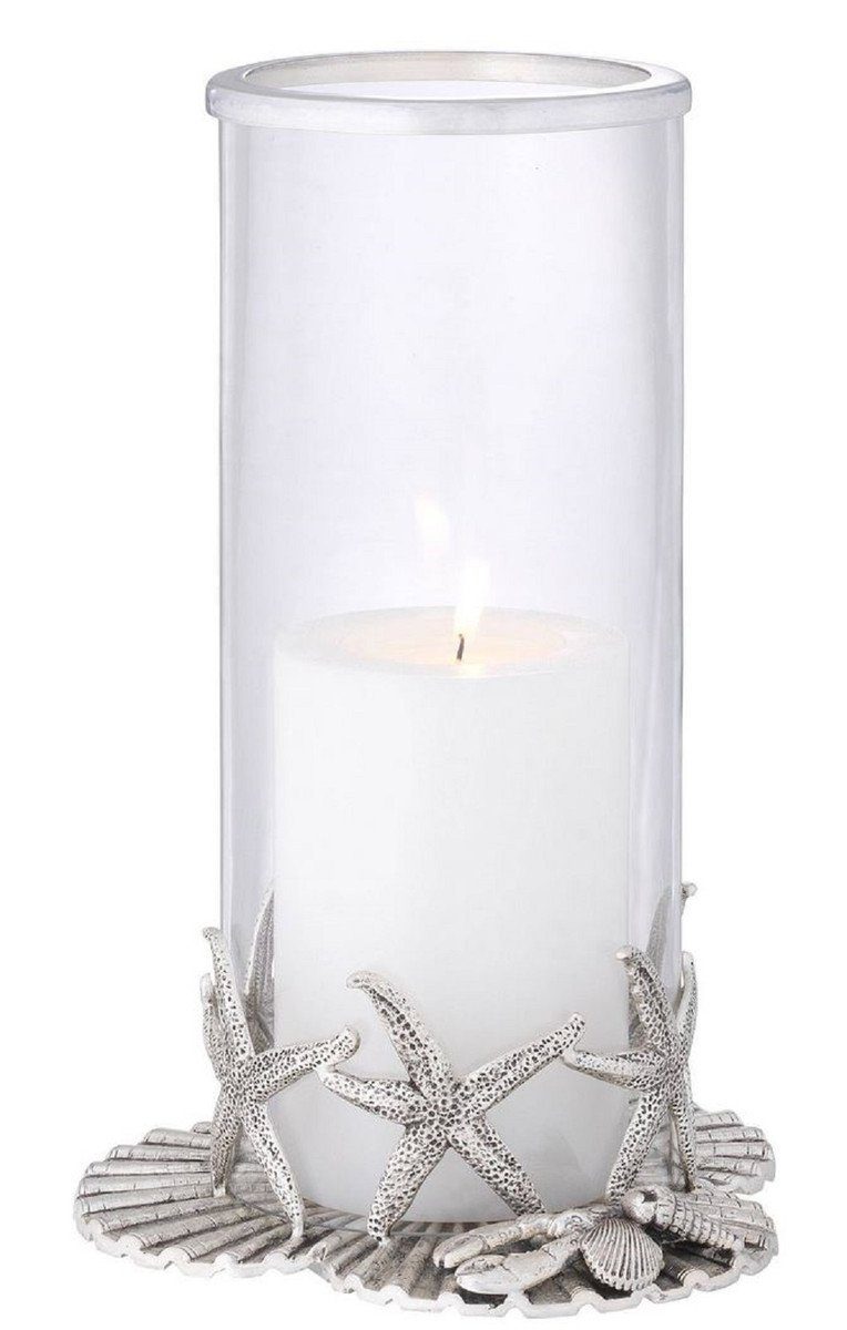 Casa Padrino Kerzenleuchter Luxus Kerzenleuchter Antik Silber Ø 20,5 x H. 31,5 cm - Luxus Deko Accessoires