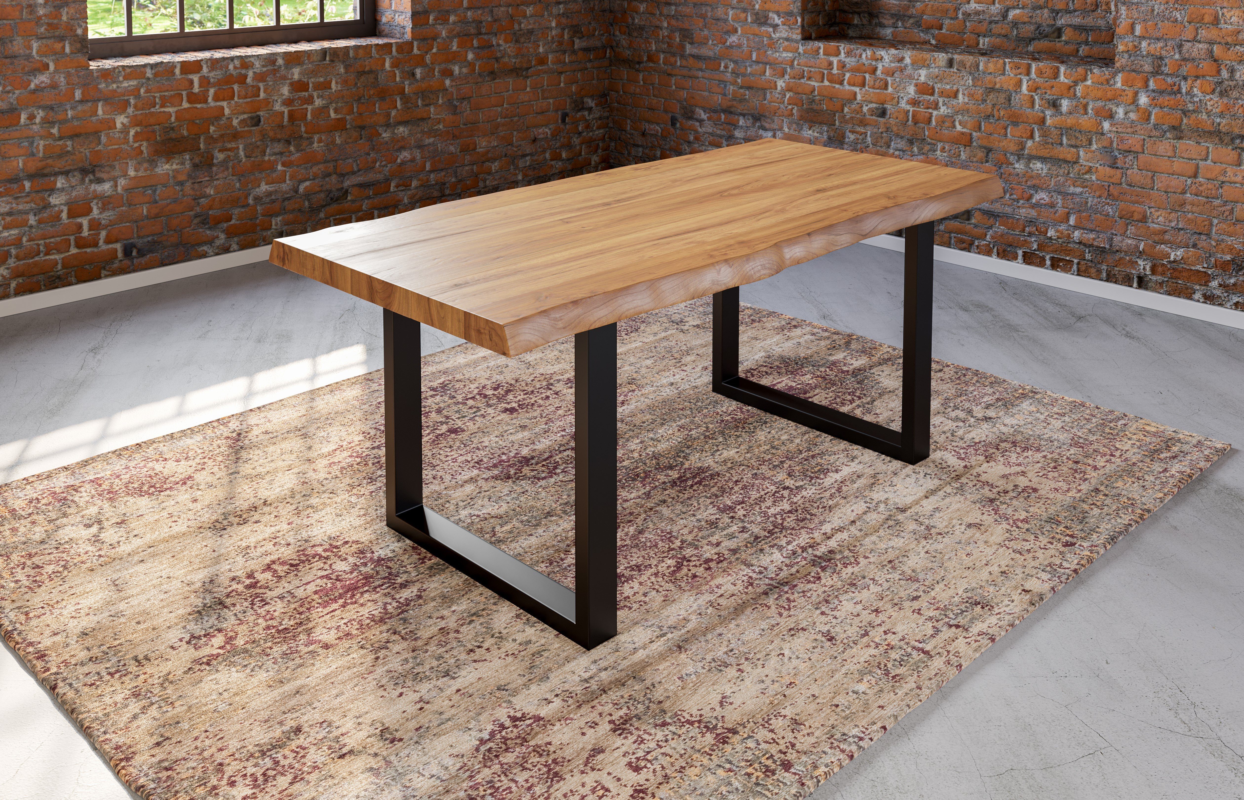 SAM® Baumkantentisch Ute, Akazienholz, Baumkante, Metallgestell U-Form, bis 3 Meter