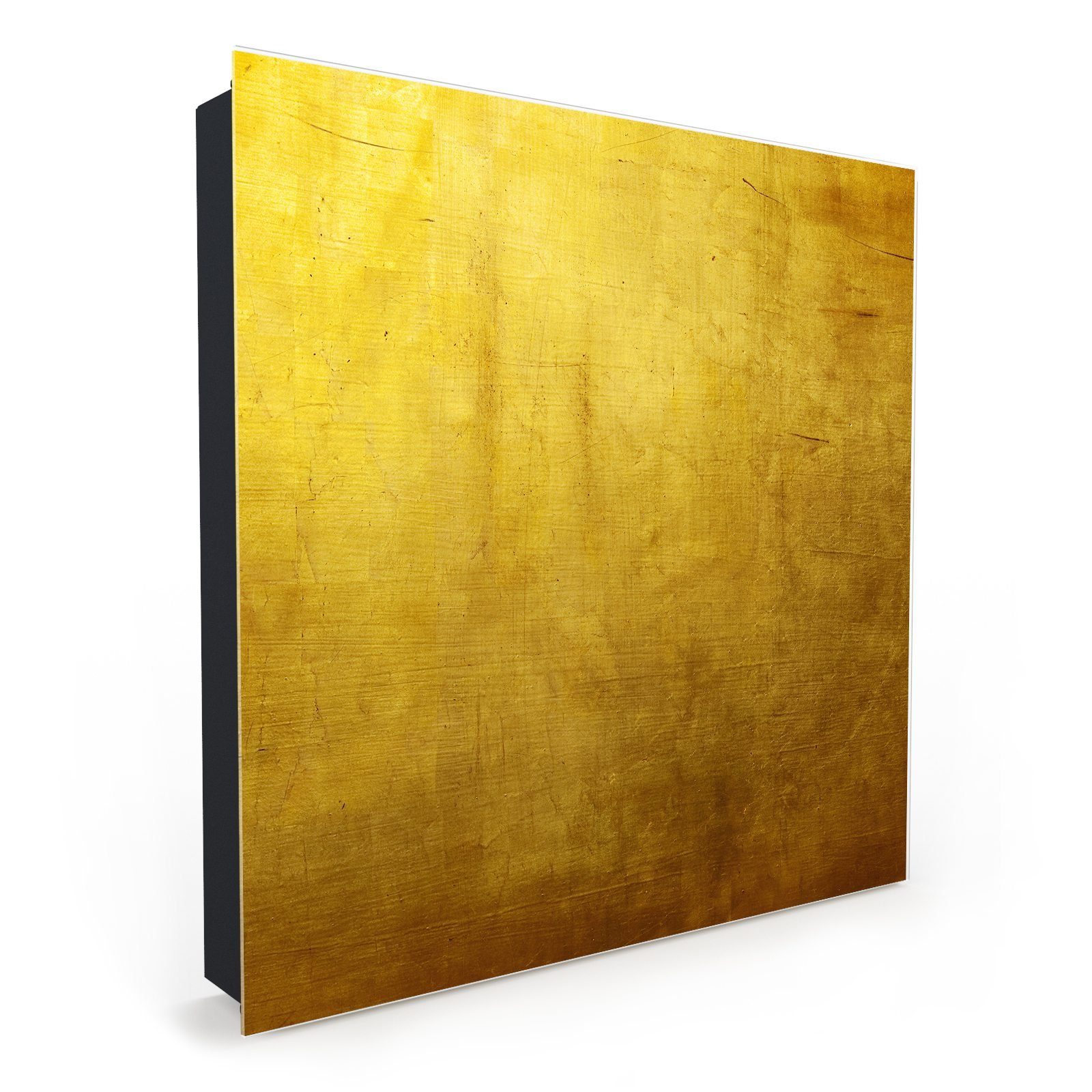 Primedeco Schlüsselkasten Magnetpinnwand mit Glasfront Goldene Tapete (1 St)