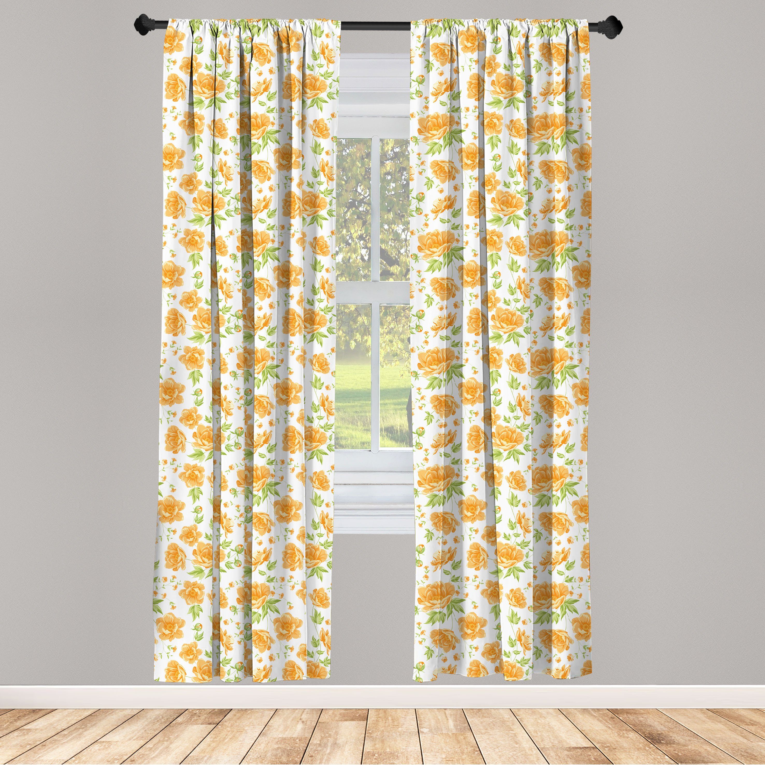 Gardine Vorhang für Wohnzimmer Schlafzimmer Dekor, Abakuhaus, Microfaser, Jahrgang Blumensträuße Peony