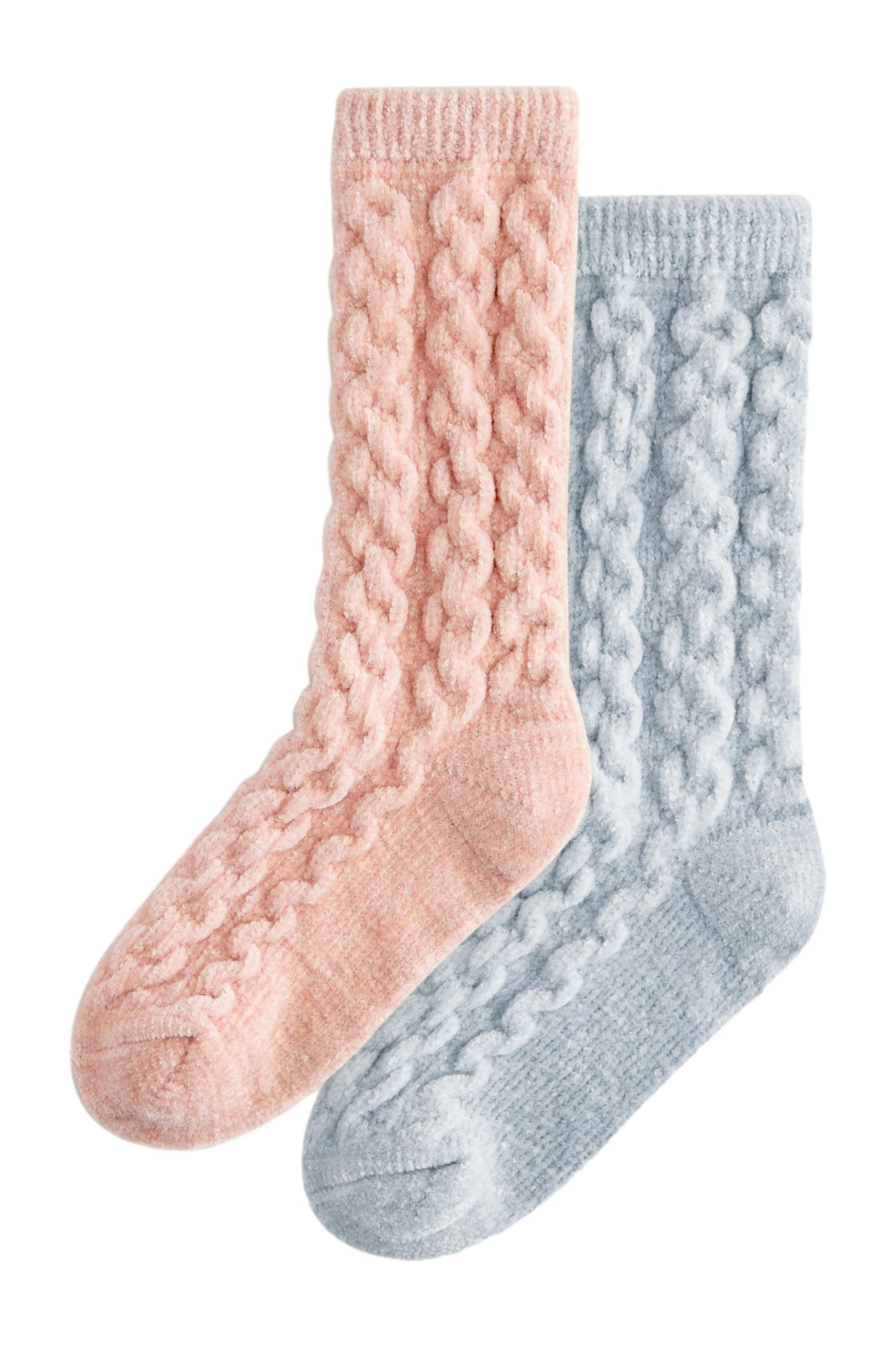 Haussocken Gemütliche Zopfmuster-Socken, 2er-Pack
