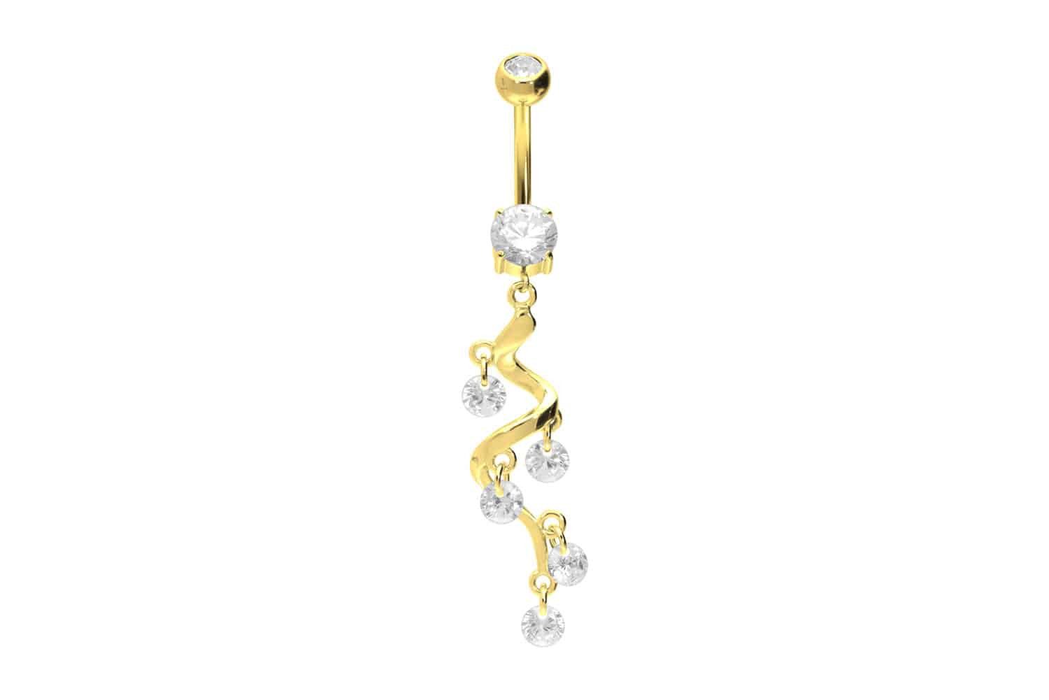 PIERCINGLINE Bauchnabelpiercing Chirurgenstahl Bananabell KRISTALLRANKE (Ba günstig online kaufen