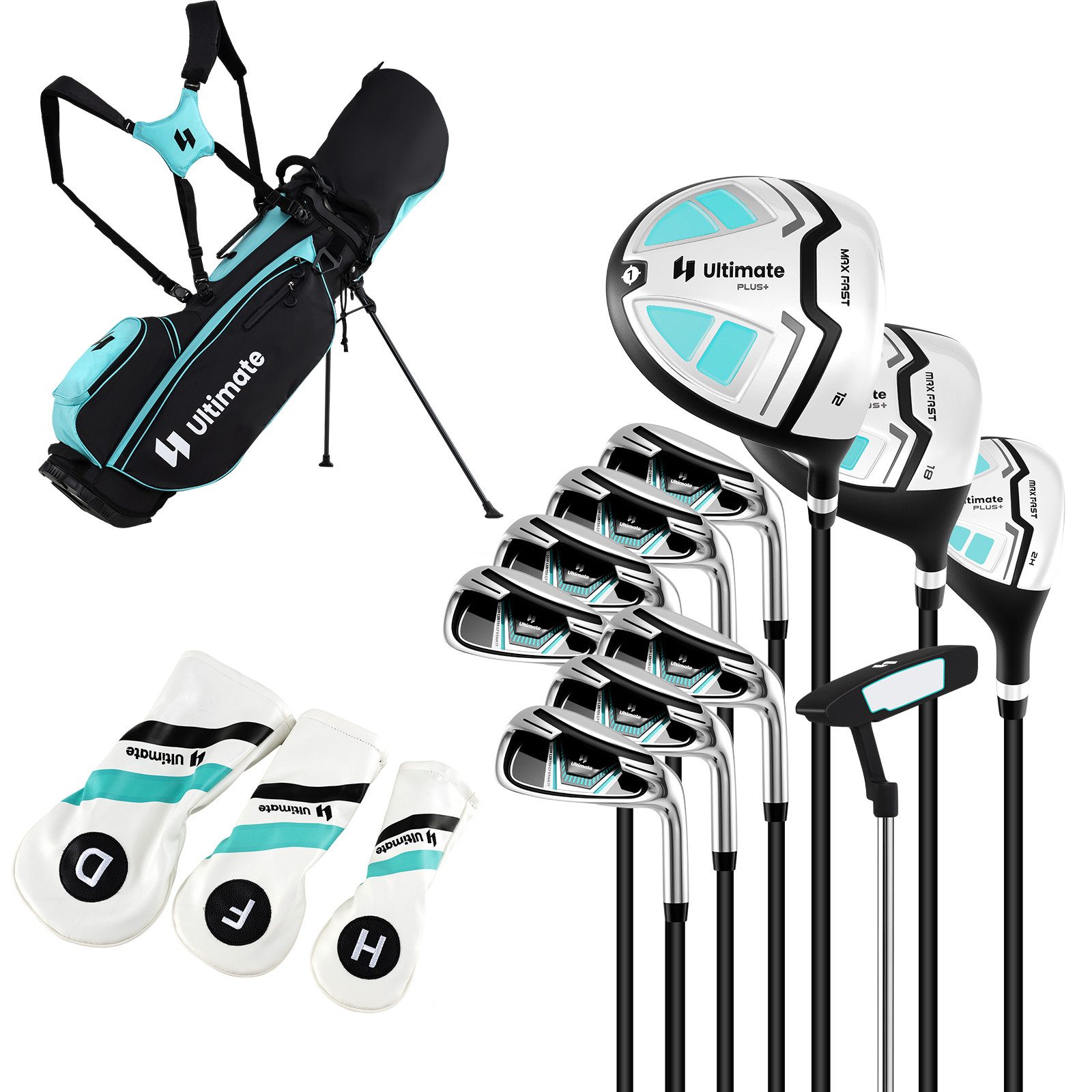 COSTWAY Golfschläger + Golfbag, Leichte 15 teilige Damen Golfschlägersätze rechtshändig