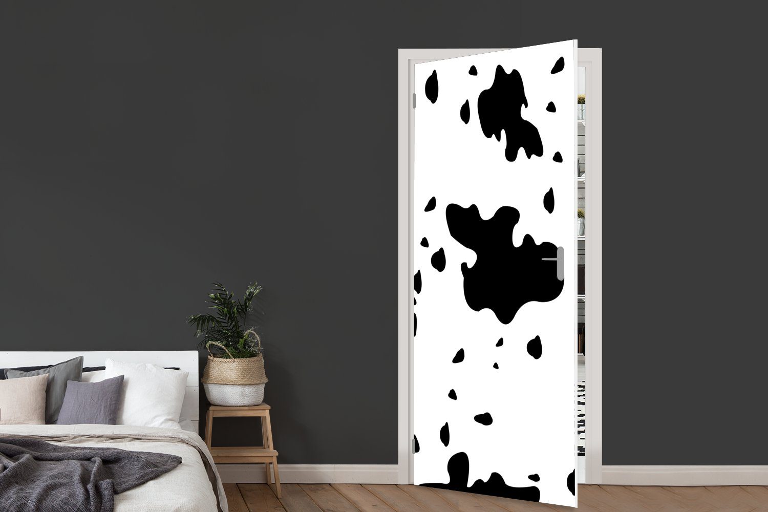 (1 MuchoWow St), Matt, eines Illustration Tür, cm Fototapete Kuh-Musters, Eine 75x205 bedruckt, für Türaufkleber, Türtapete