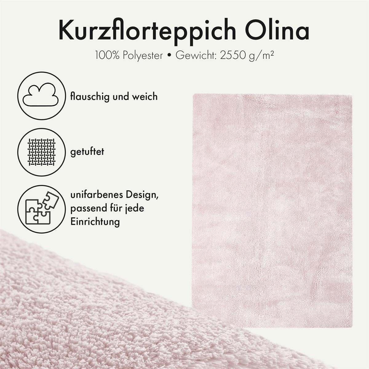 Qiyano Teppich Hochflorteppich Olina 100 Rosa günstig online kaufen