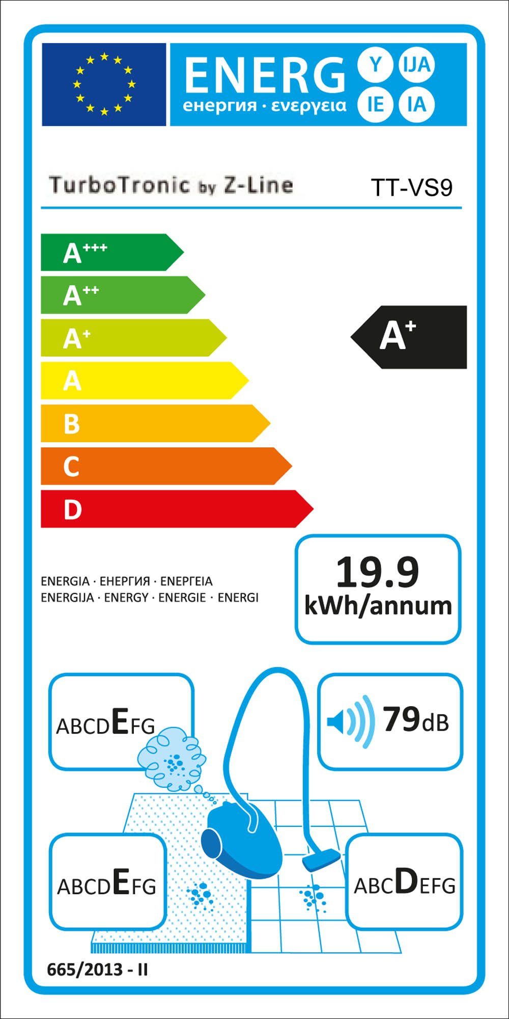 TurboTronic by Z-Line Hand-und Stielstaubsauger 800 W, 19 kPa Saugkraft, beutellos, MIF Filter, 5 m Kabel, Tierhaare, 800 W, Beutellos, Staubsauger ohne Beutel, Zyklon Technologie, Parkett- und Fugendüse