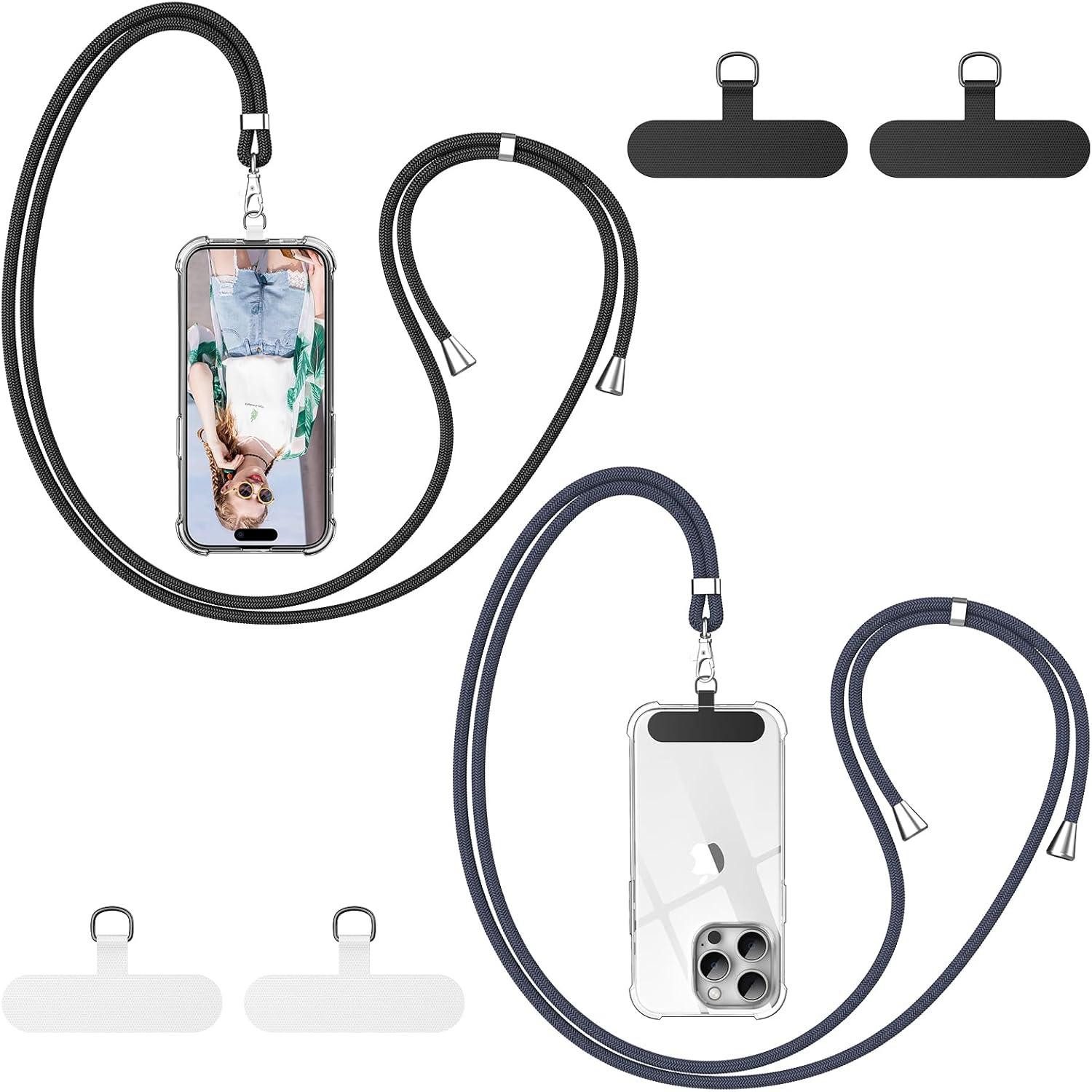 LuxusKollektion Handykette Handykette Universal für alle Smartphones, 2 Stück Schwarz+Dunkelgrau