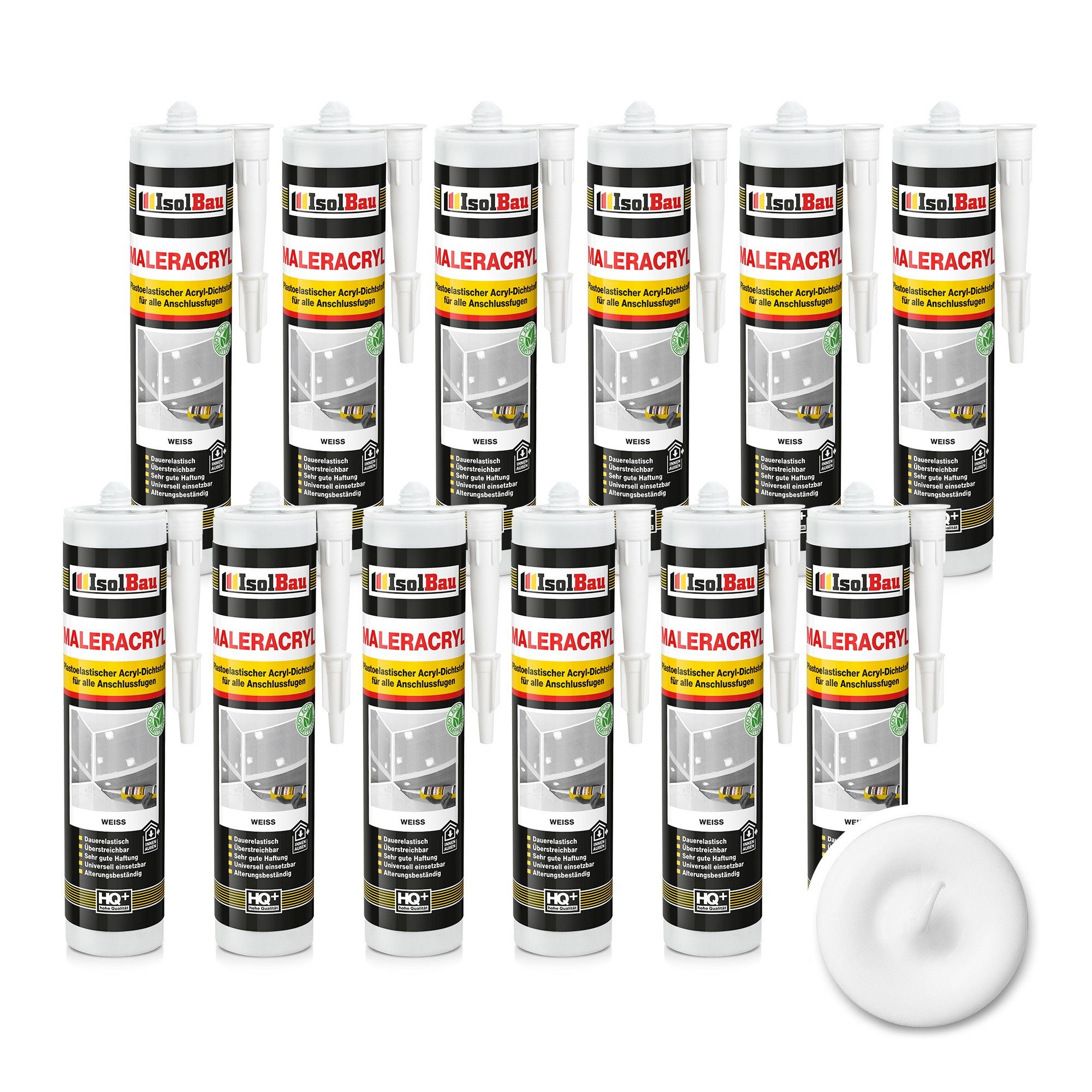None Spachtelmasse Maleracryl Bauacryl 12 x 300 ml Weiß Acryl Dichtstoff Innen Aussen, Mauerwerk Putz Gipskarton Beton Gasbeton Zement Holz Polystyrolschaum