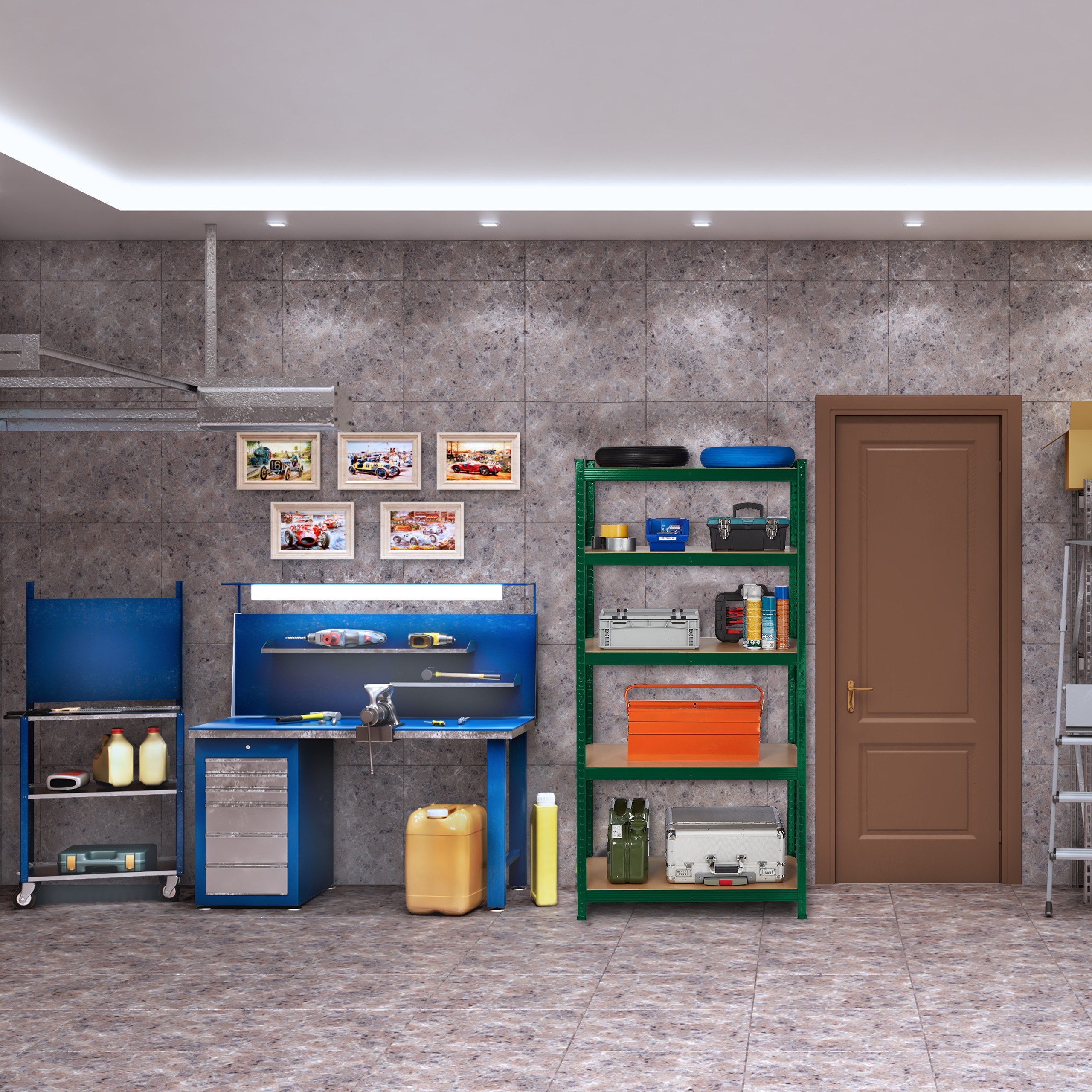 relaxdays Schwerlastregal Grünes Schwerlastregal mit 5 Ebenen günstig online kaufen