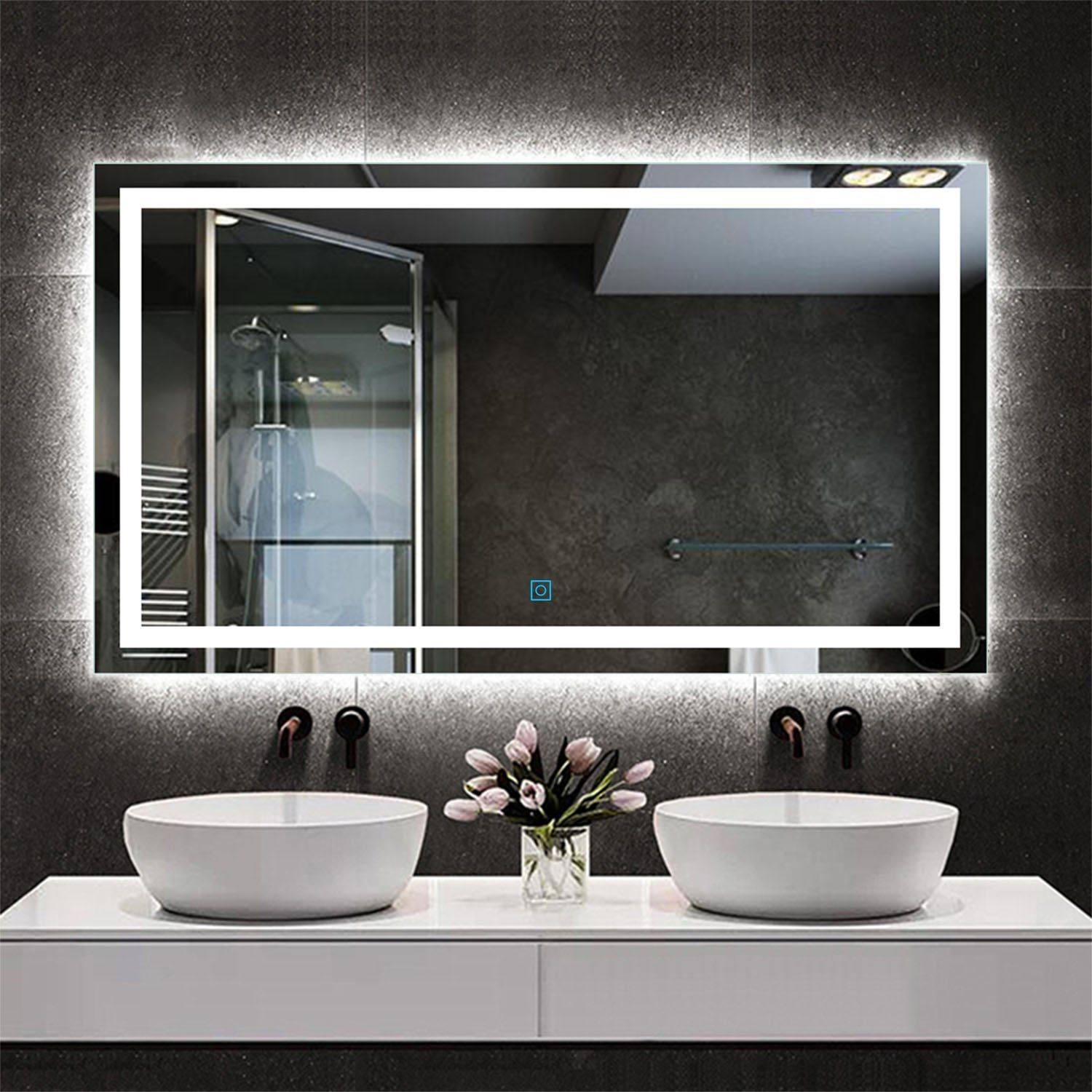 duschspa Badspiegel Badspiegel mit Beleuchtung 120x70 cm Wandspiegel, Touch Beschlagfrei Kaltweiß
