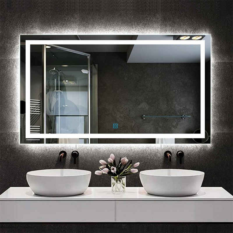 duschspa Badspiegel Wandspiegel Badezimmerspiegel mit LED Beleuchtung, LED Spiegel 100cm breit