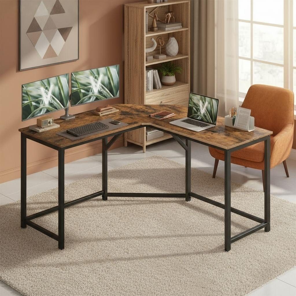 VASAGLE Schreibtisch Computertisch, 130/150 cm, L-förm Eckschreibtisch, platzsparender Bürotisch