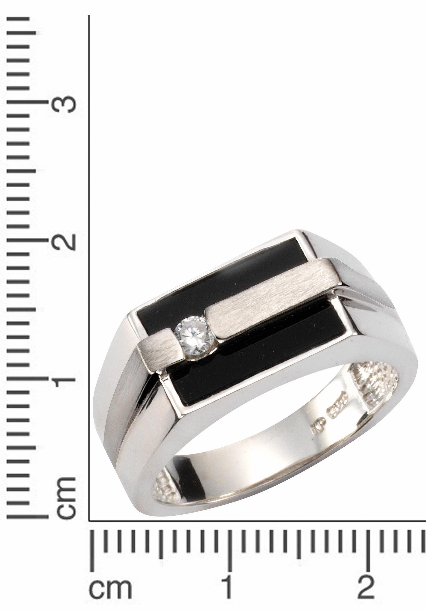 Firetti Fingerring Schmuck Geschenk Silber 925 Silberring Ringkopf eckig, mit Onyx, Zirkonia (synth)